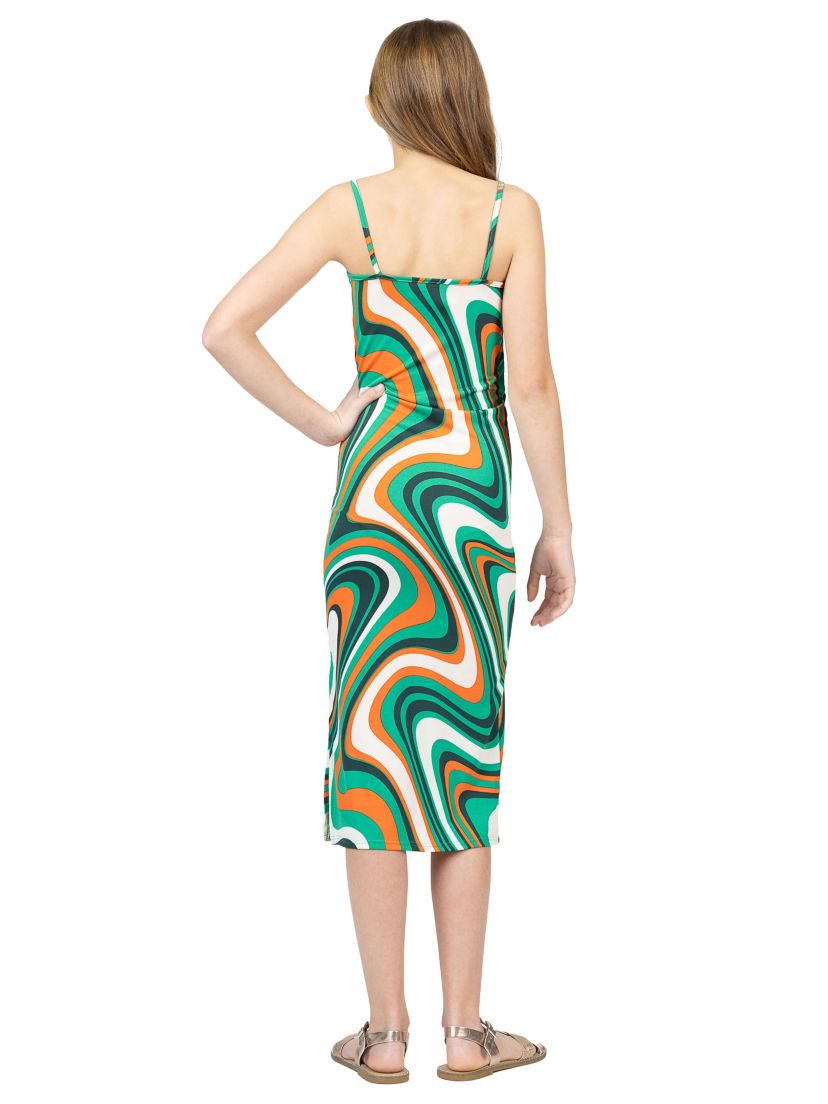 Girls Green Ruffle Spaghetti Strap Maxi Dress