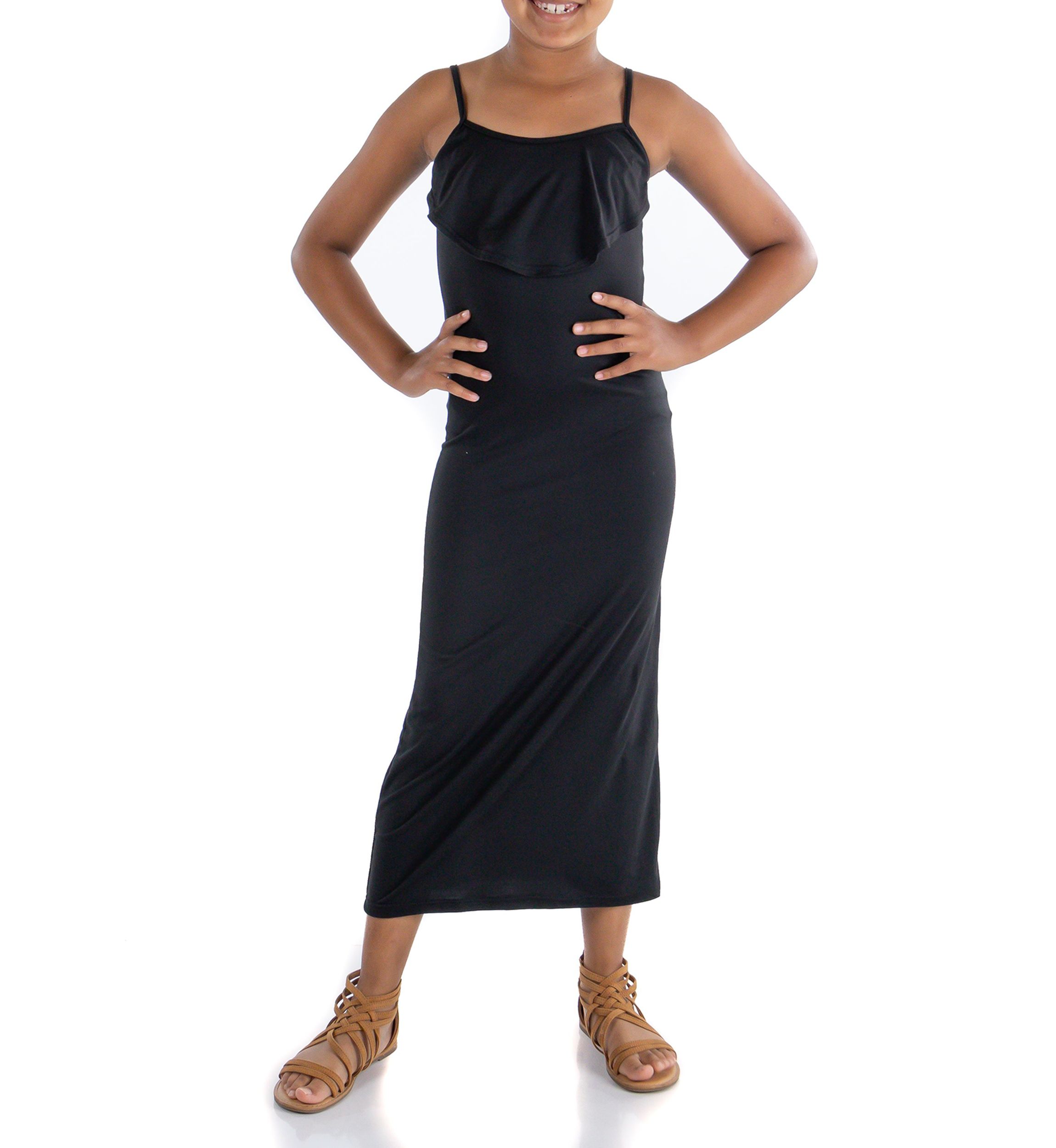 Girls Ruffle Spaghetti Strap Maxi Dress