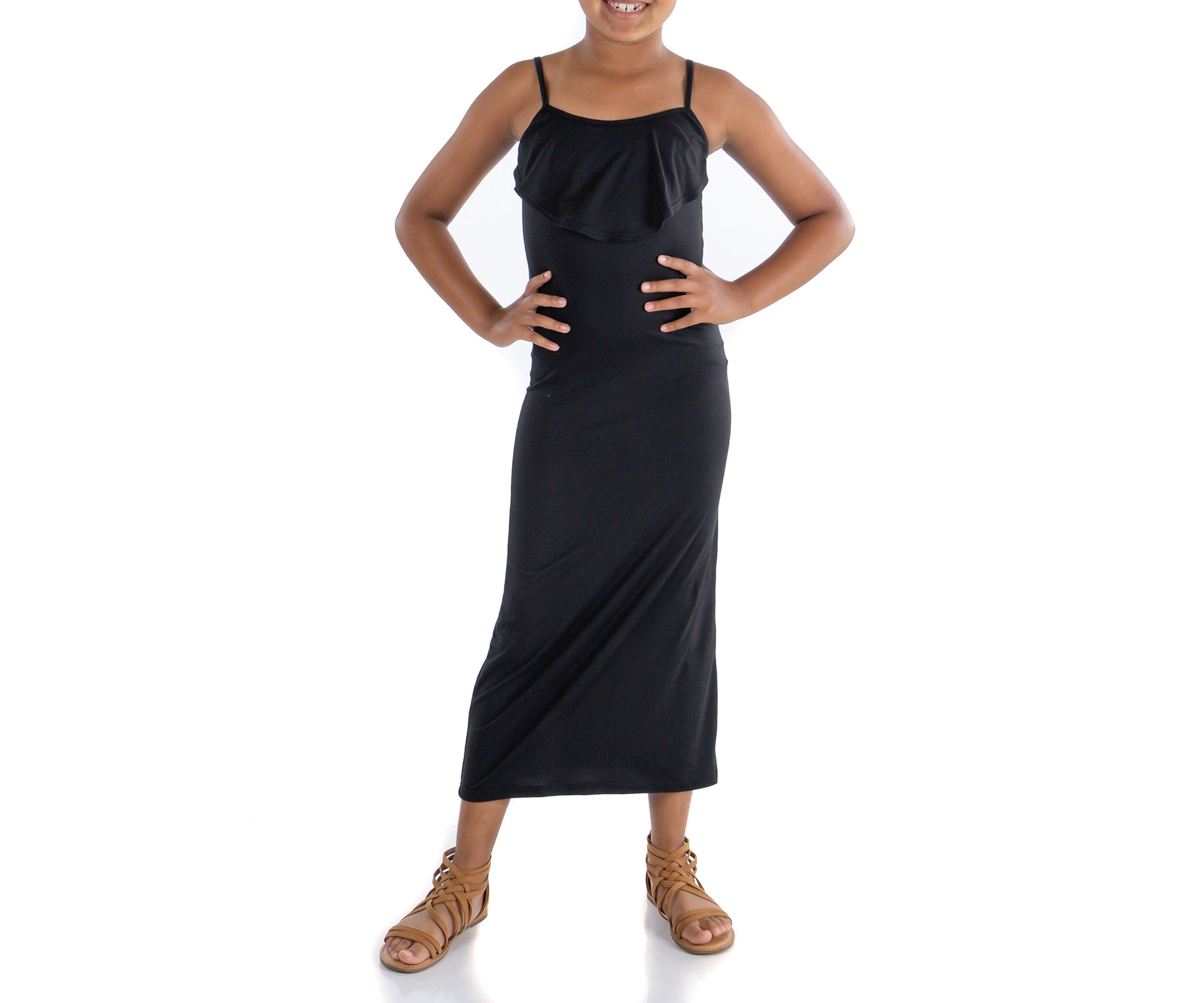 Girls Ruffle Spaghetti Strap Maxi Dress