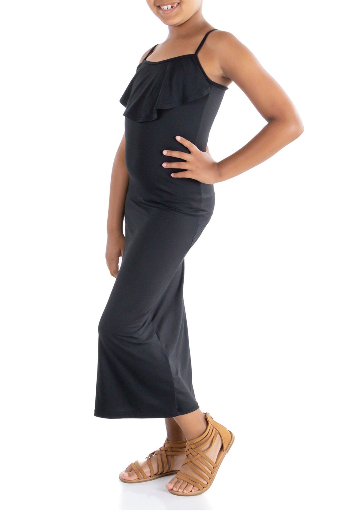 Girls Ruffle Spaghetti Strap Maxi Dress
