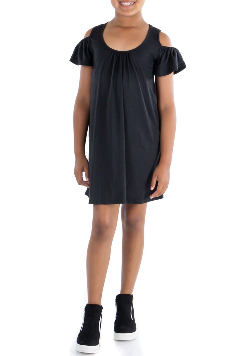 Girls Pleated Cold Shoulder Girls Summer Dress