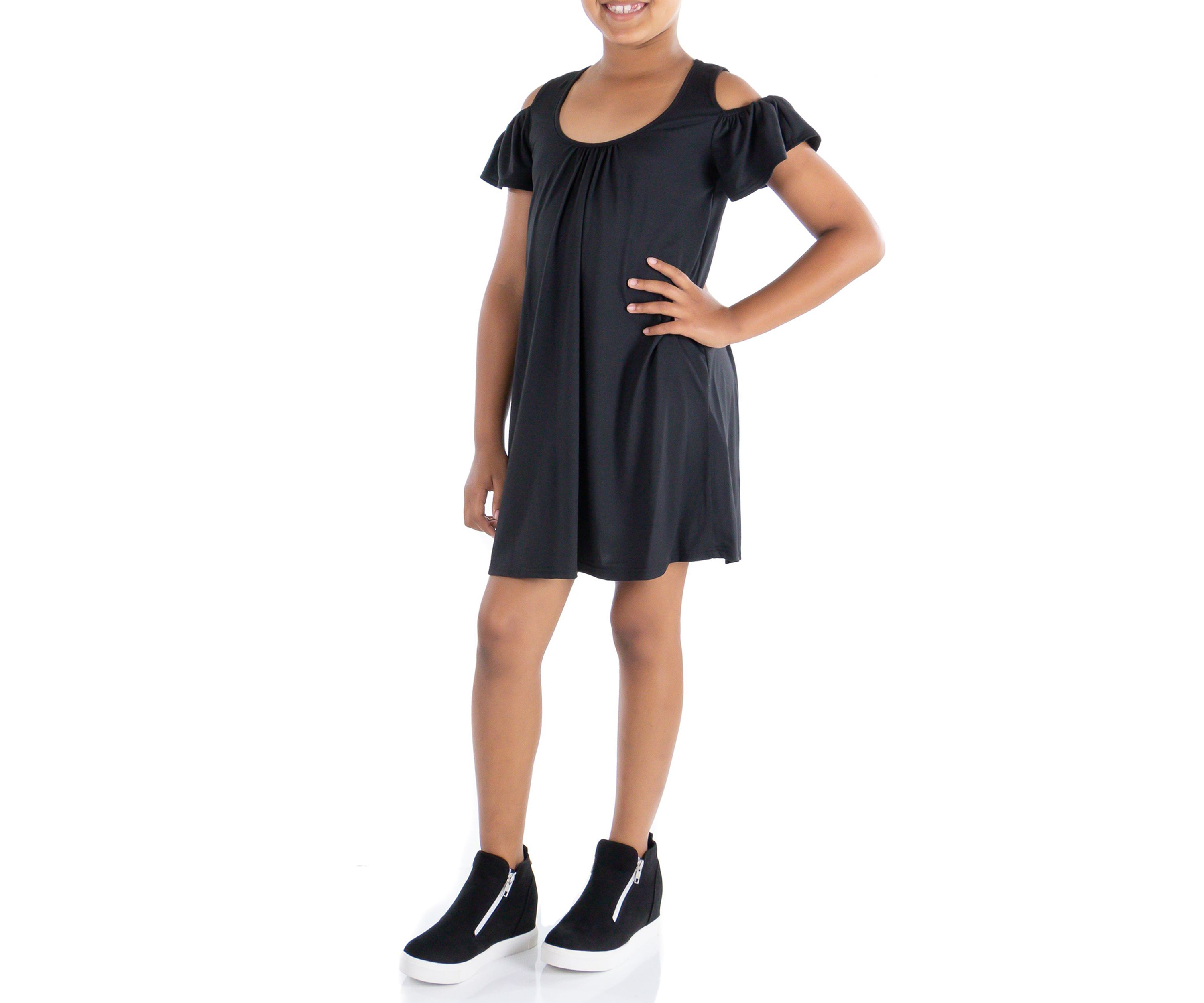 Girls Pleated Cold Shoulder Girls Summer Dress