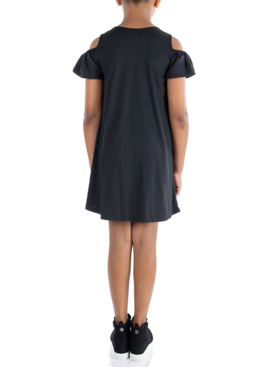 Girls Pleated Cold Shoulder Girls Summer Dress