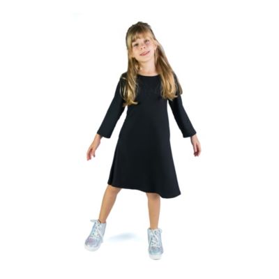 Girls Long Sleeve Loose Fit Knee Length Tunic Pocket Dress