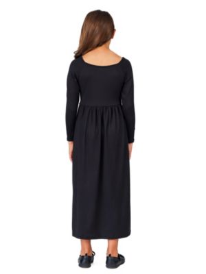 Girls Long Sleeve Pleated Maxi Dress Solid Color