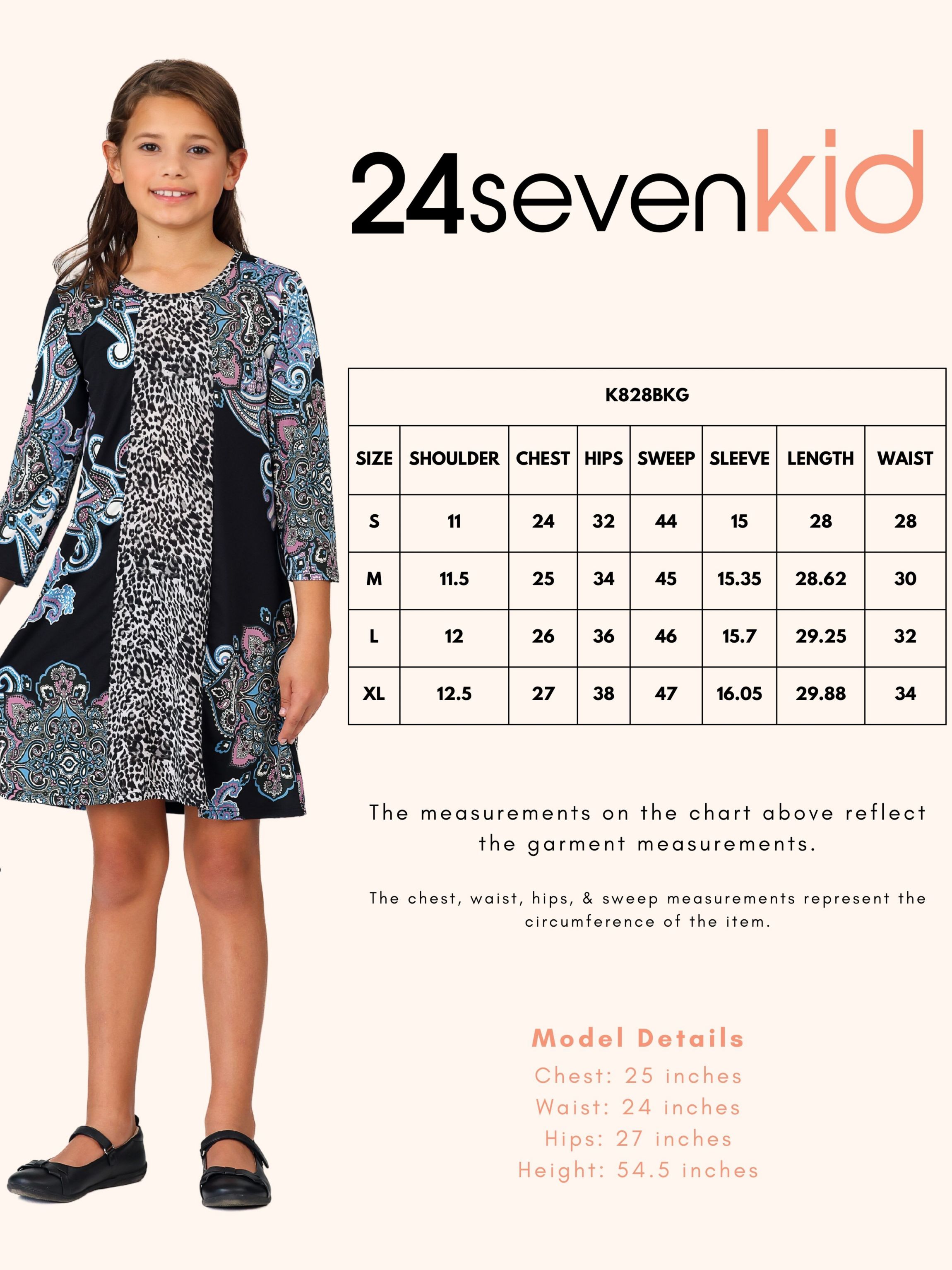 Girls Black Multiprint Knee Length Dress
