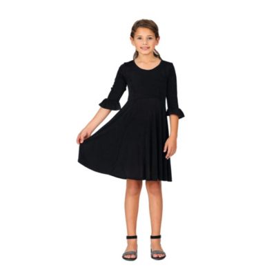 Girls Elbow Length Sleeve Fit and Flare Party Dress