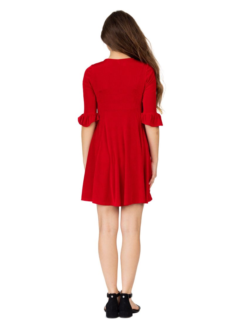 Girls Elbow Length Sleeve Fit and Flare Party Dress