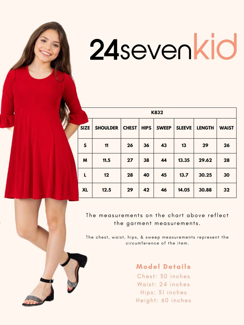 Girls Elbow Length Sleeve Fit and Flare Party Dress