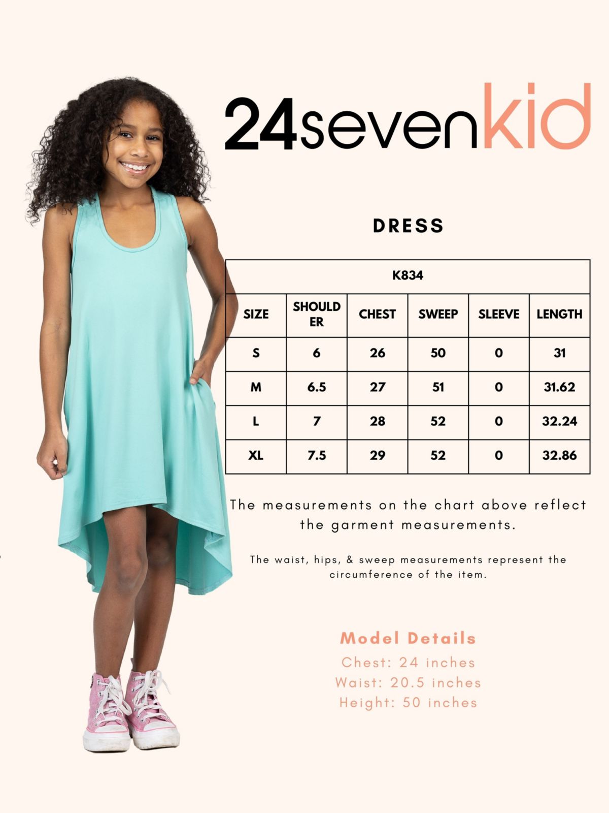 Girls High Low Sleeveless Pocket Dress
