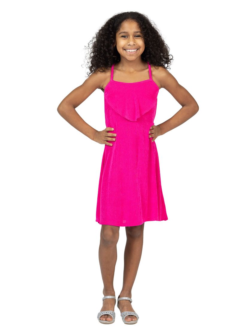 24seven Comfort Apparel Girls Sleeveless Pocket Swing Dress