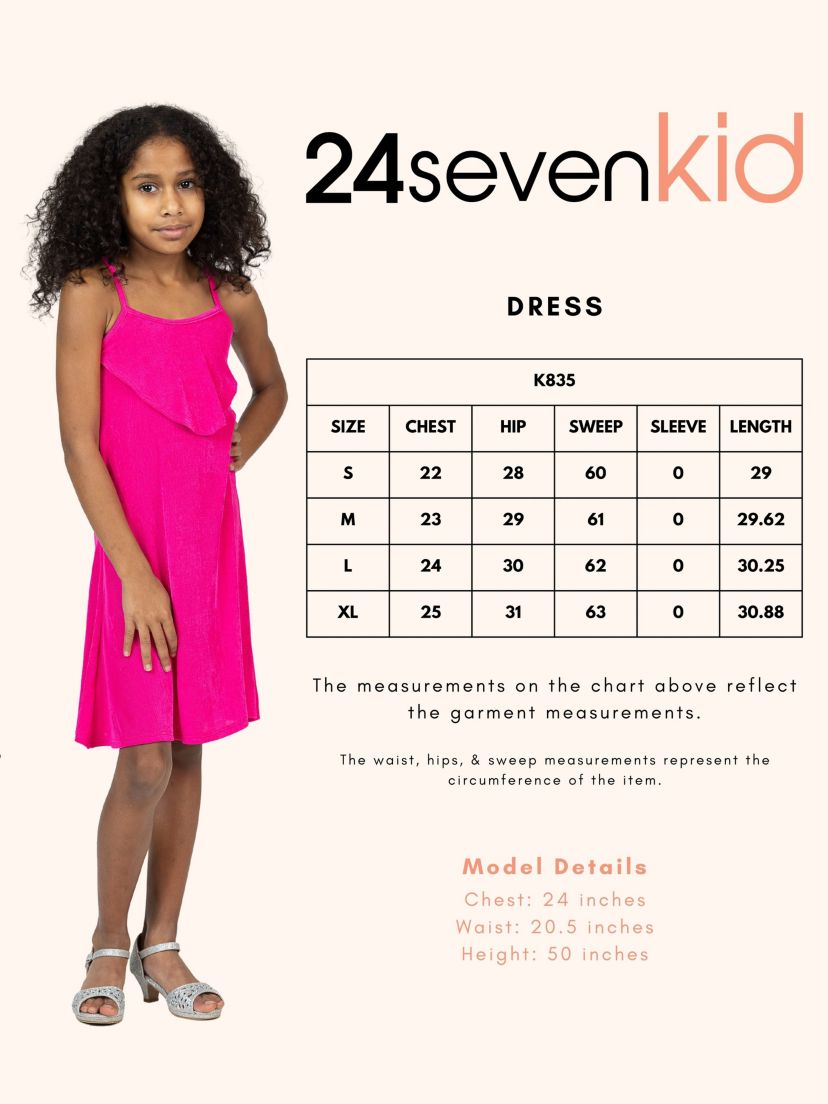 24seven Comfort Apparel Girls Sleeveless Pocket Swing Dress