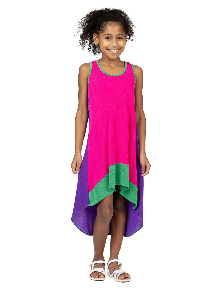 24seven Comfort Apparel Girls Sleeveless Pocket Swing Dress