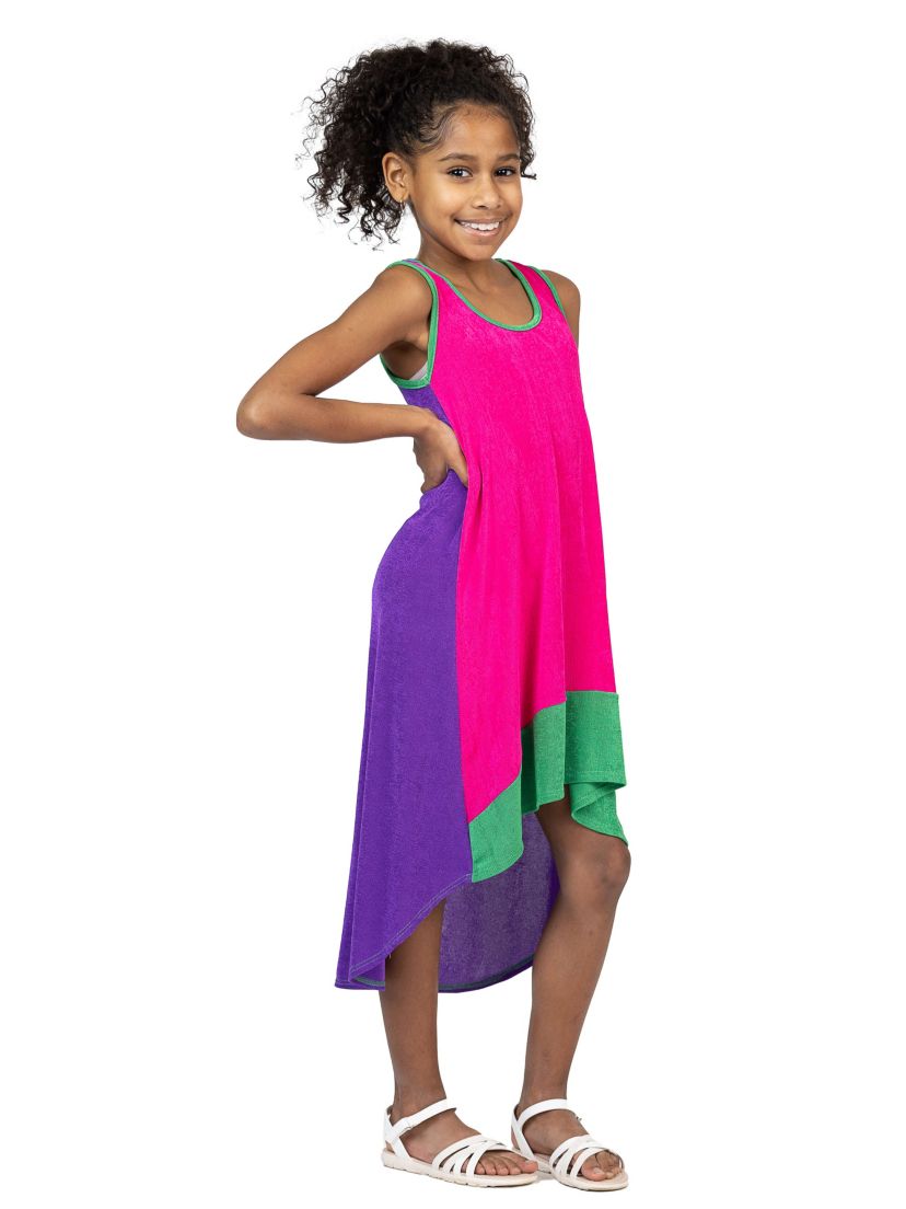 24seven Comfort Apparel Girls Sleeveless Pocket Swing Dress