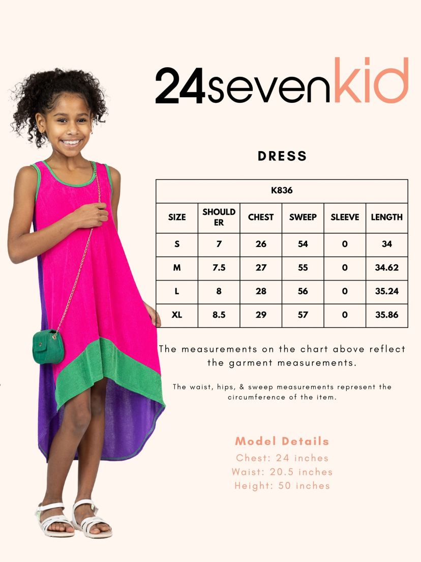 24seven Comfort Apparel Girls Sleeveless Pocket Swing Dress