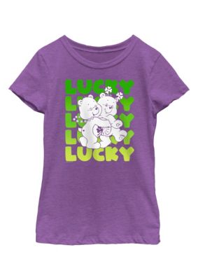 Care Bears Kids Lucky Text Stack Graphic T-Shirt