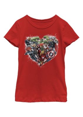 Marvel Kids Avenger Heart Graphic T-Shirt, Red