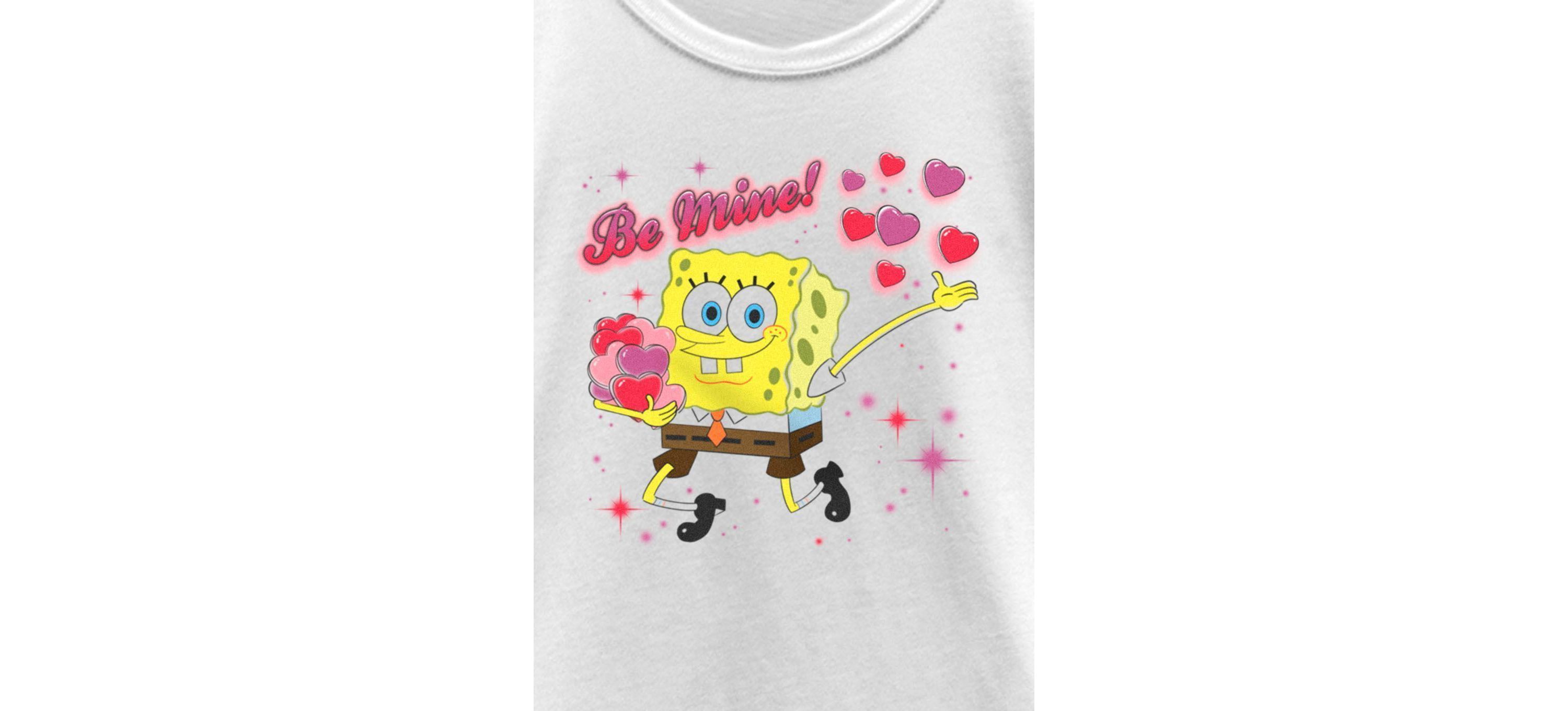 Spongebob Valentines Airbrush Graphic T-Shirt