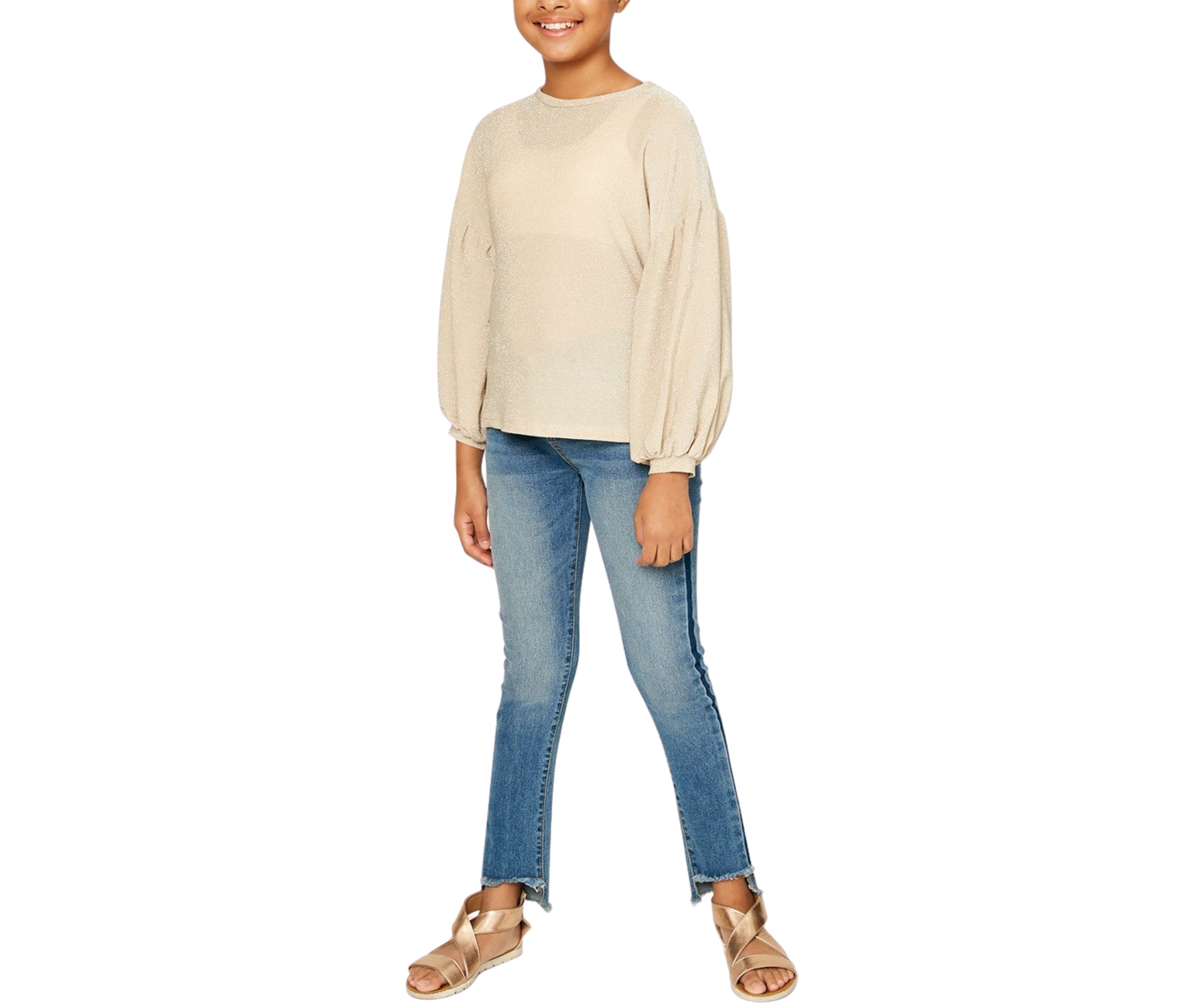 Girls 7-16 Solid Shimmer Top