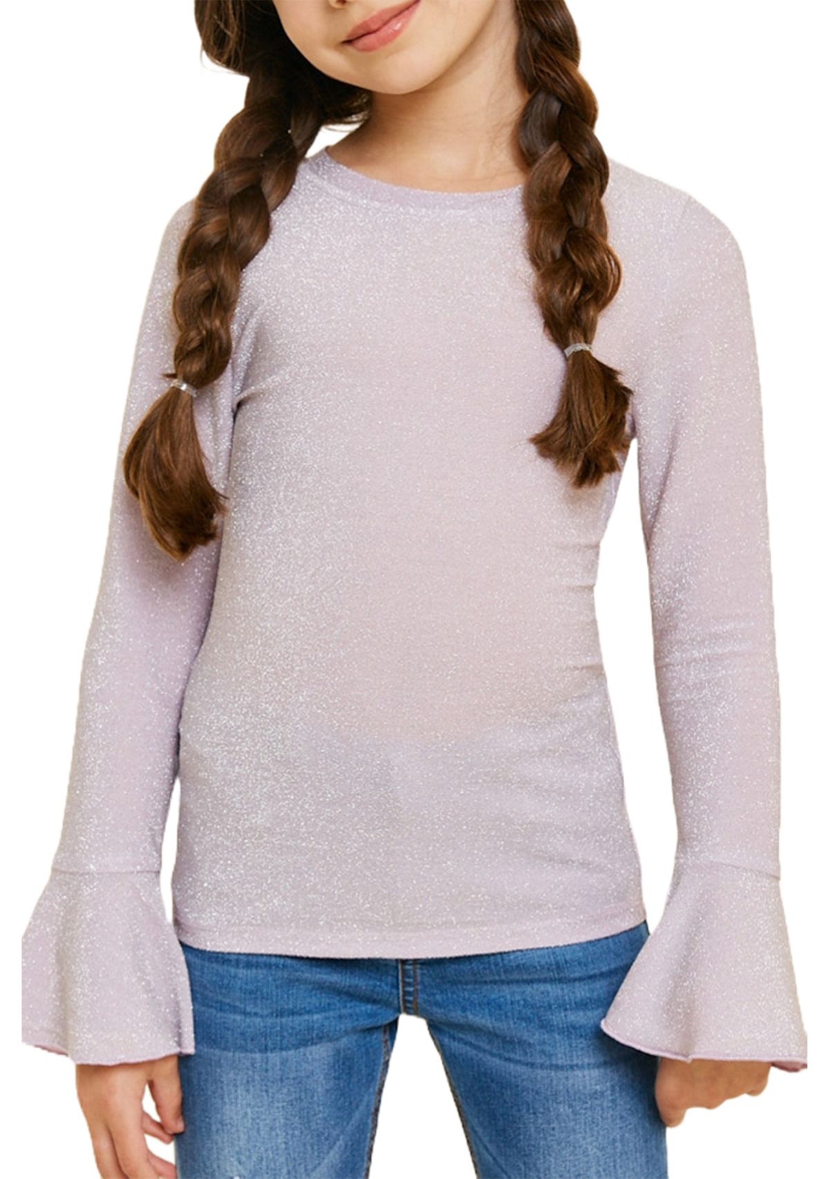 Girls 7-16 Glittery Long Sleeve Top