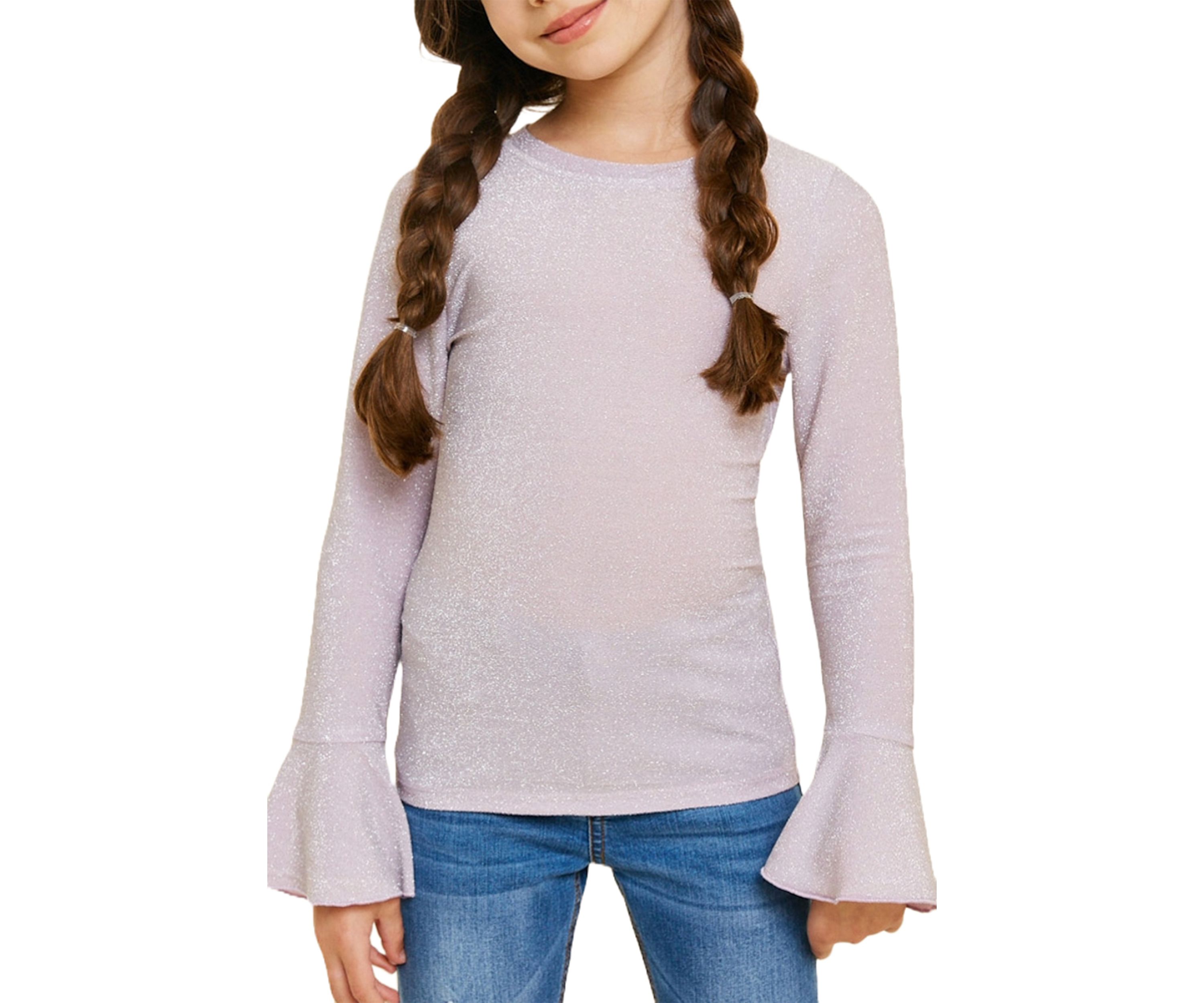 Girls 7-16 Glittery Long Sleeve Top