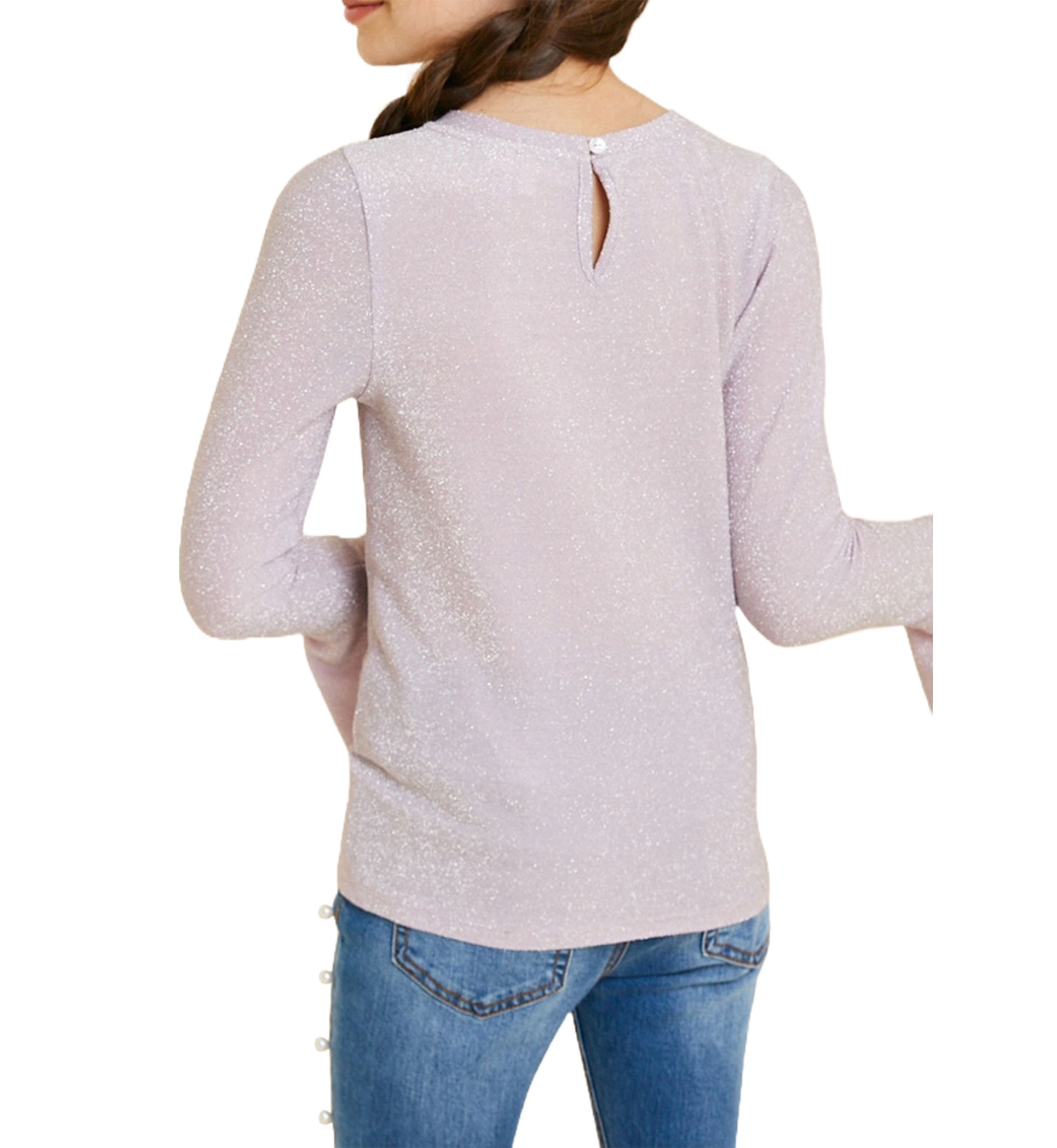 Girls 7-16 Glittery Long Sleeve Top