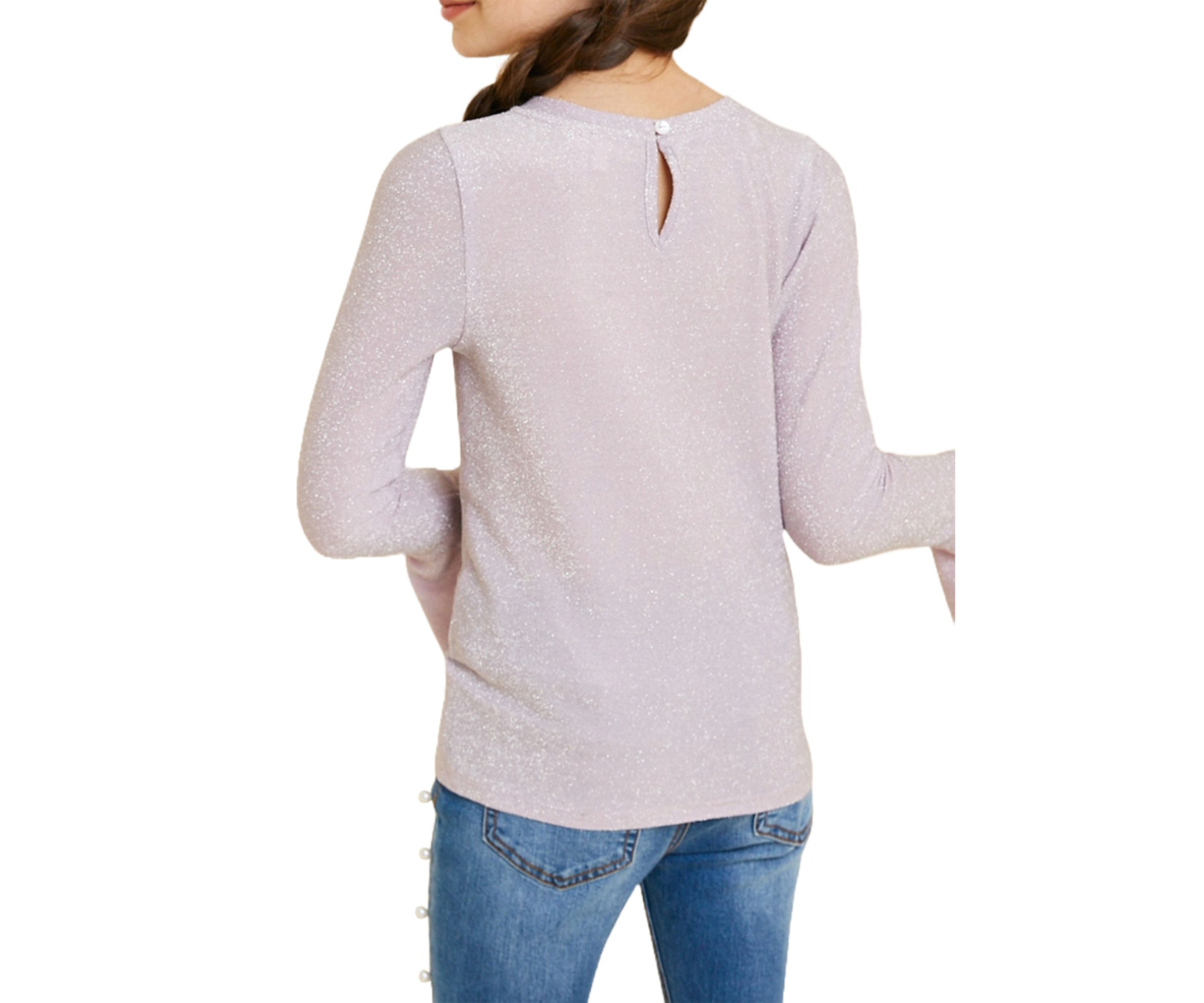 Girls 7-16 Glittery Long Sleeve Top