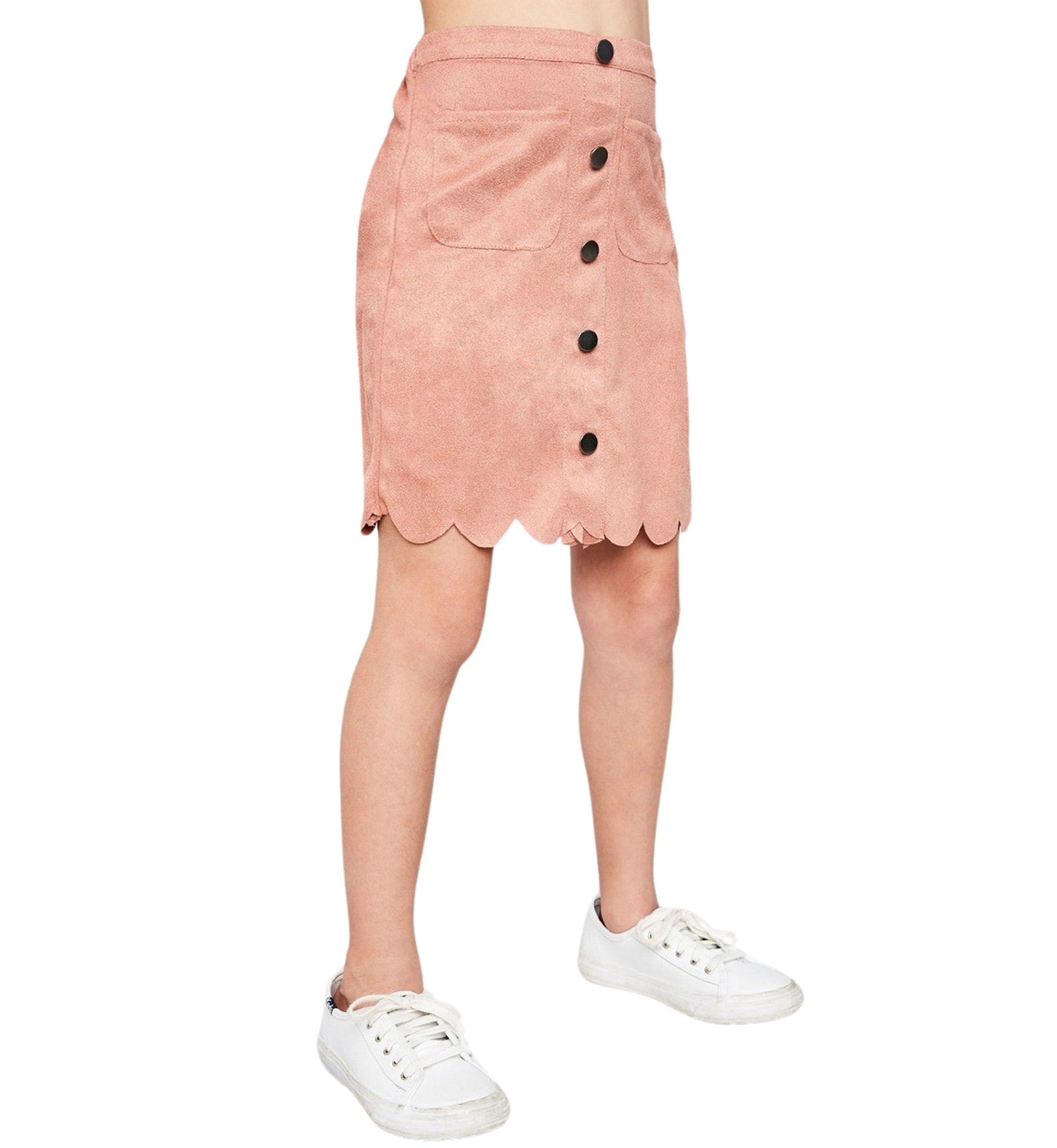 Girls 7-16 Scalloped Hem Faux Suede Skirt