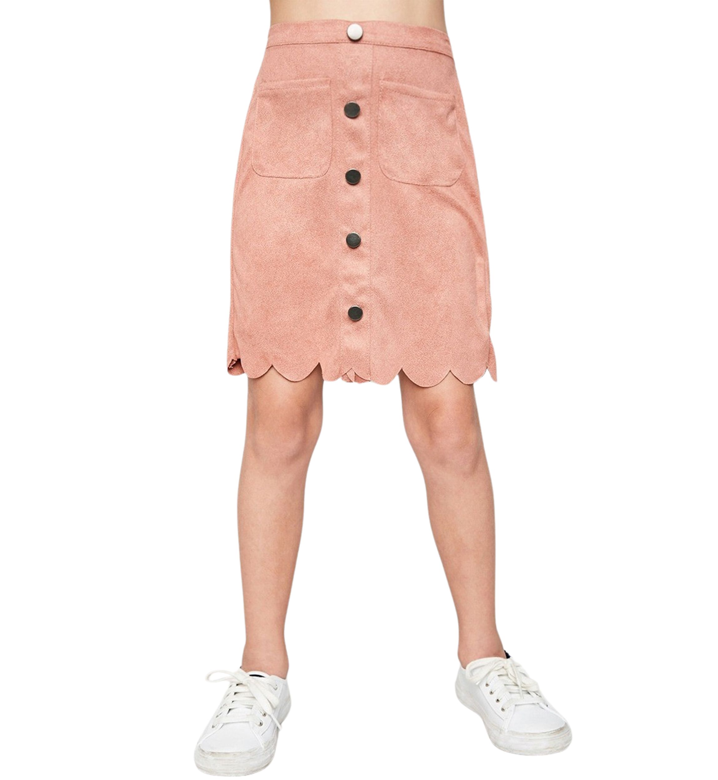 Girls 7-16 Scalloped Hem Faux Suede Skirt