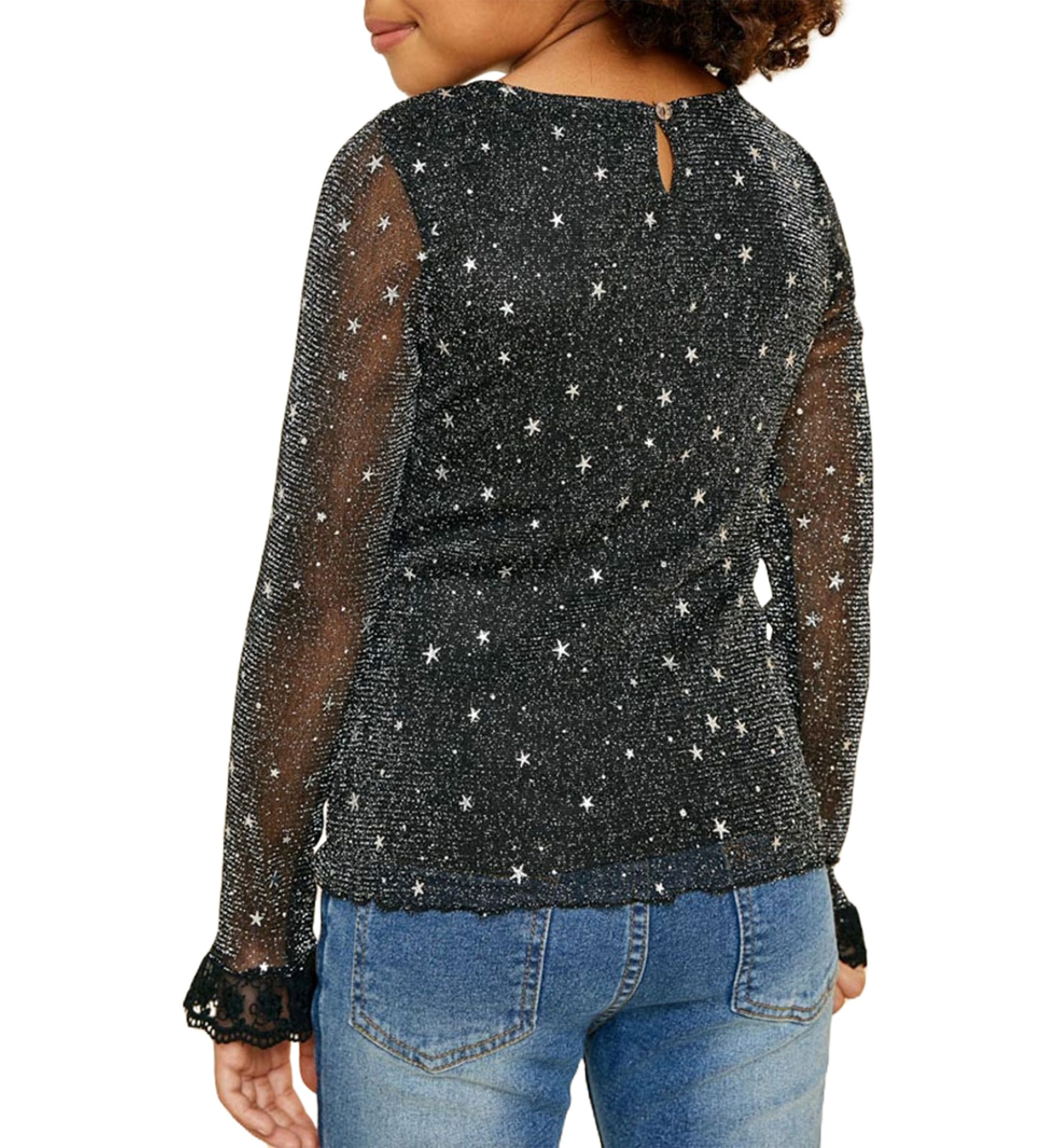 Girls 7-16 Sheer Mesh Sparkle Top