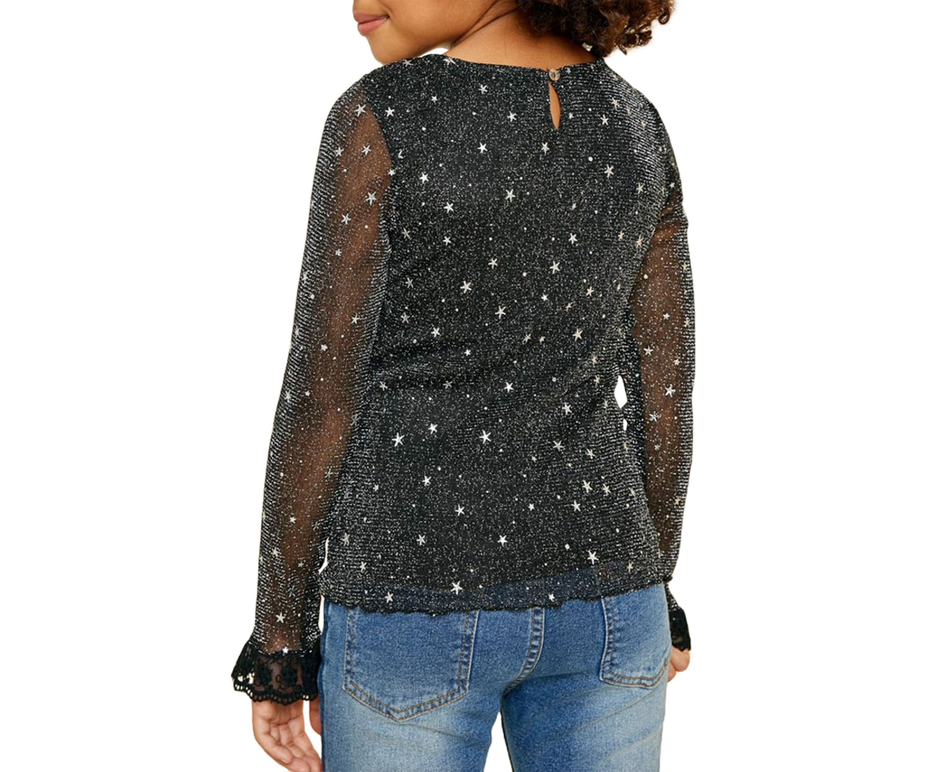 Girls 7-16 Sheer Mesh Sparkle Top
