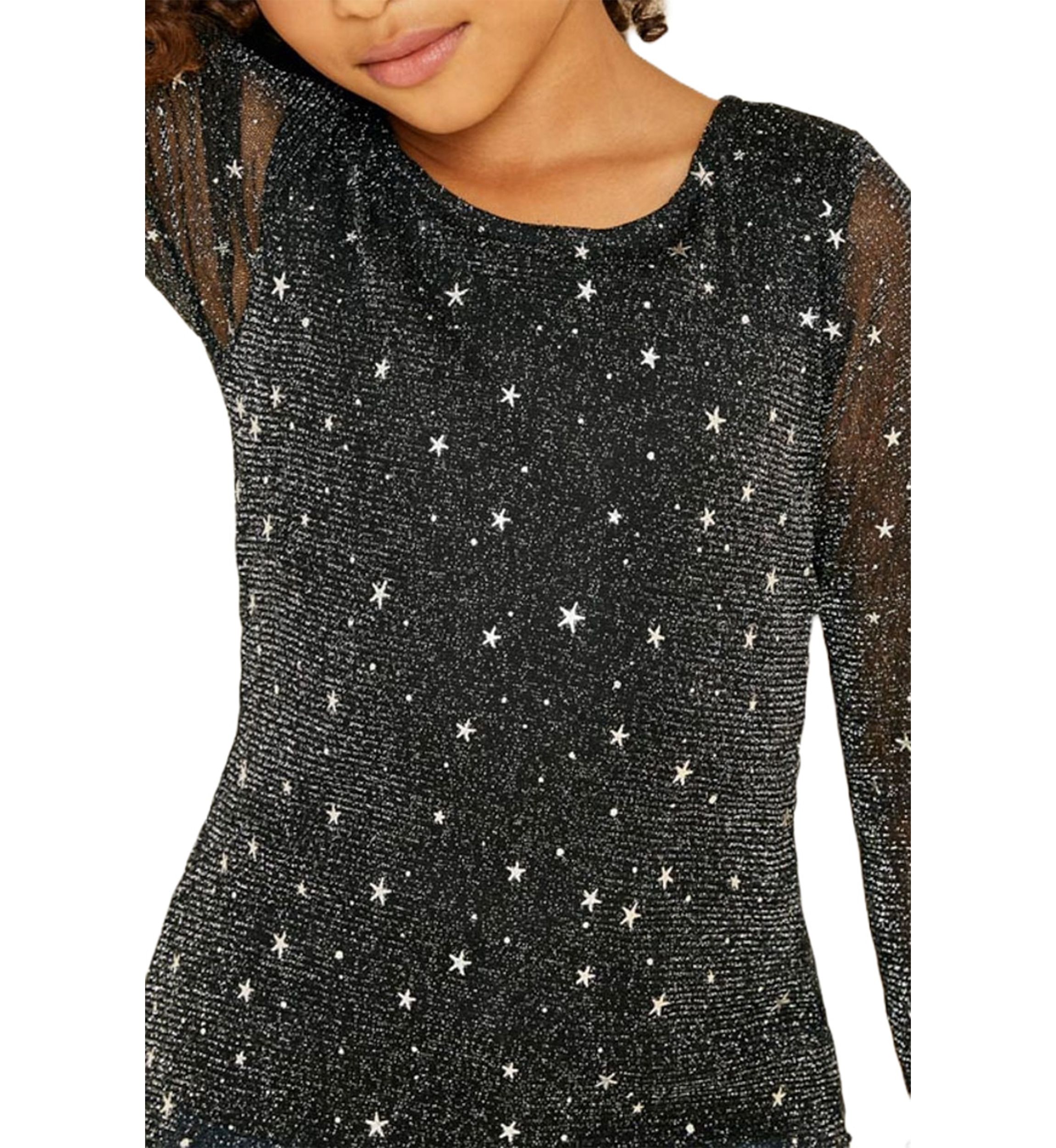 Girls 7-16 Sheer Mesh Sparkle Top