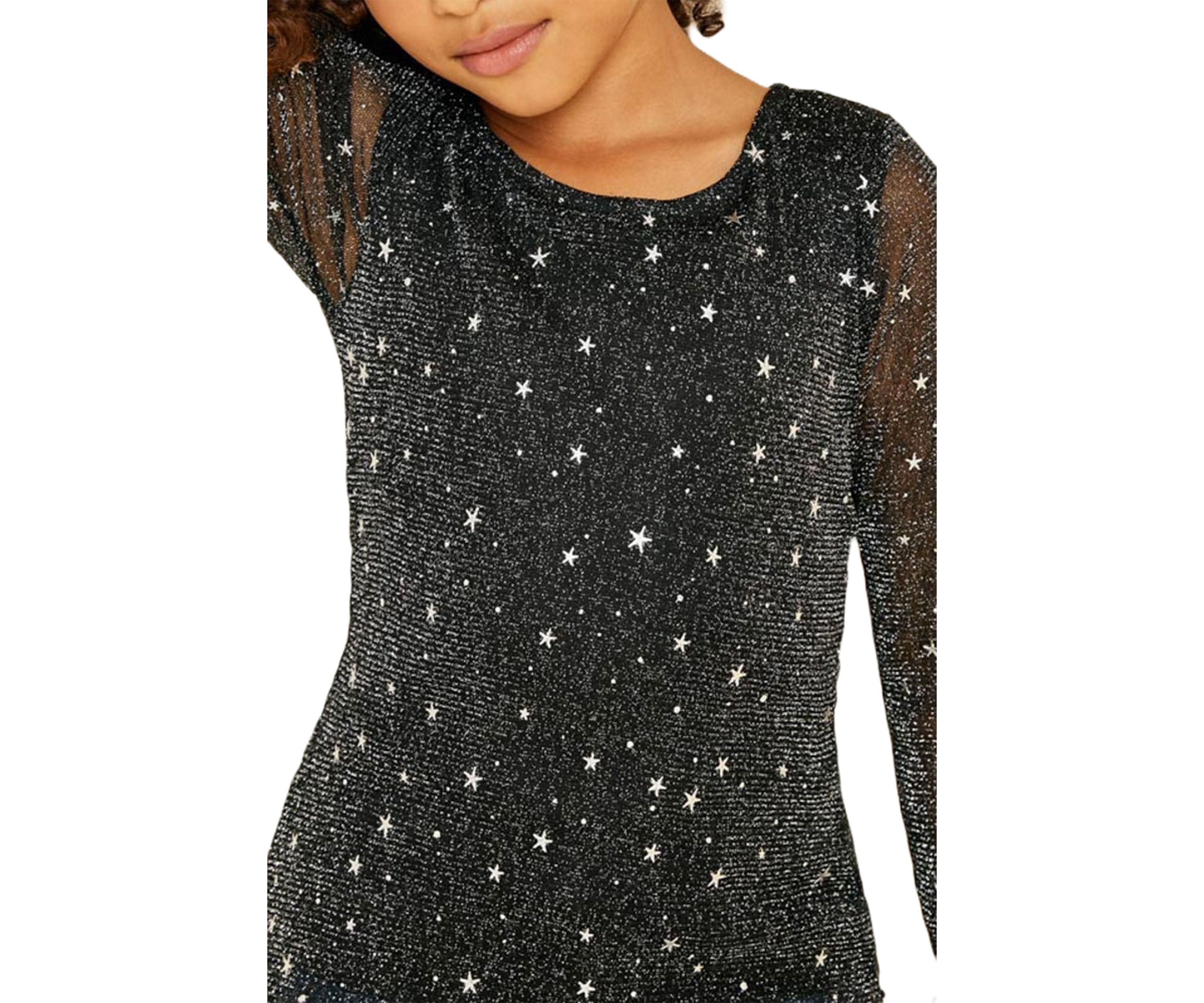 Girls 7-16 Sheer Mesh Sparkle Top