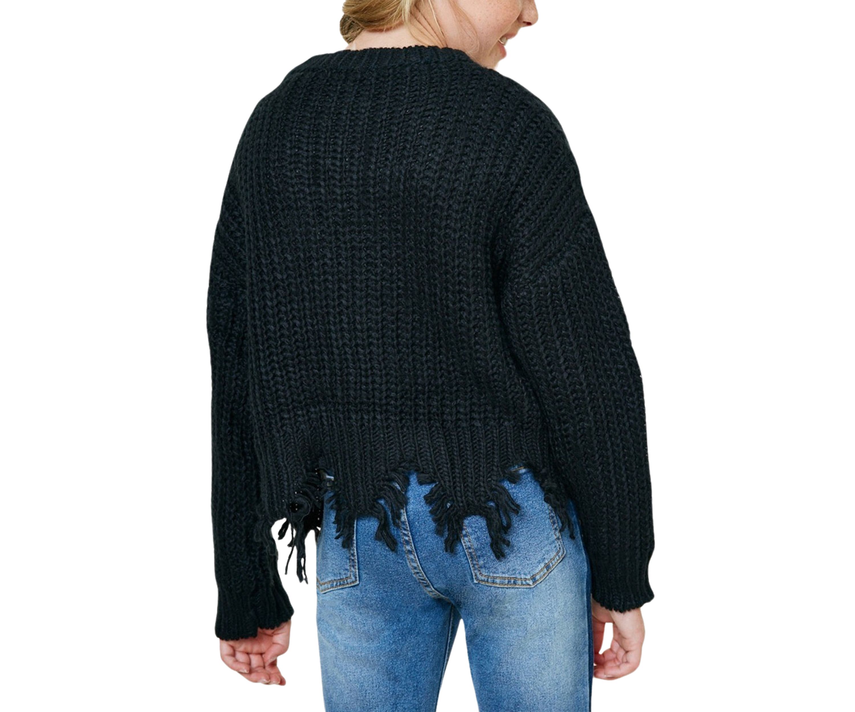 Girls 7-16 Cardigan with Destroyed Hem