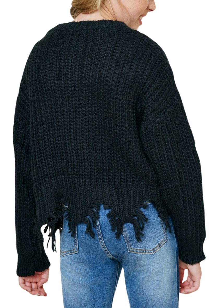 Girls 7-16 Cardigan with Destroyed Hem