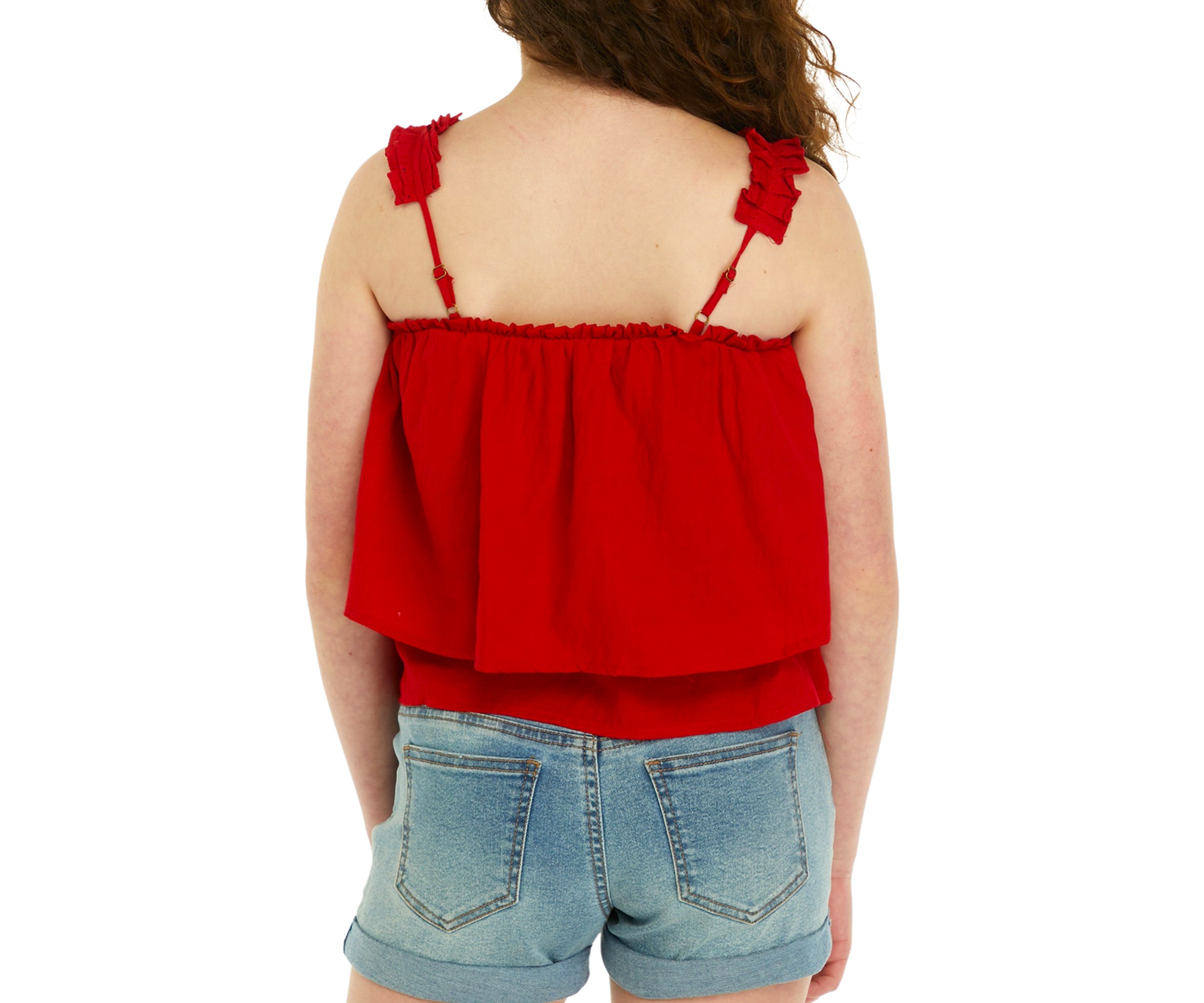 Girls 7-16 Tiered Pleated Strap Tank