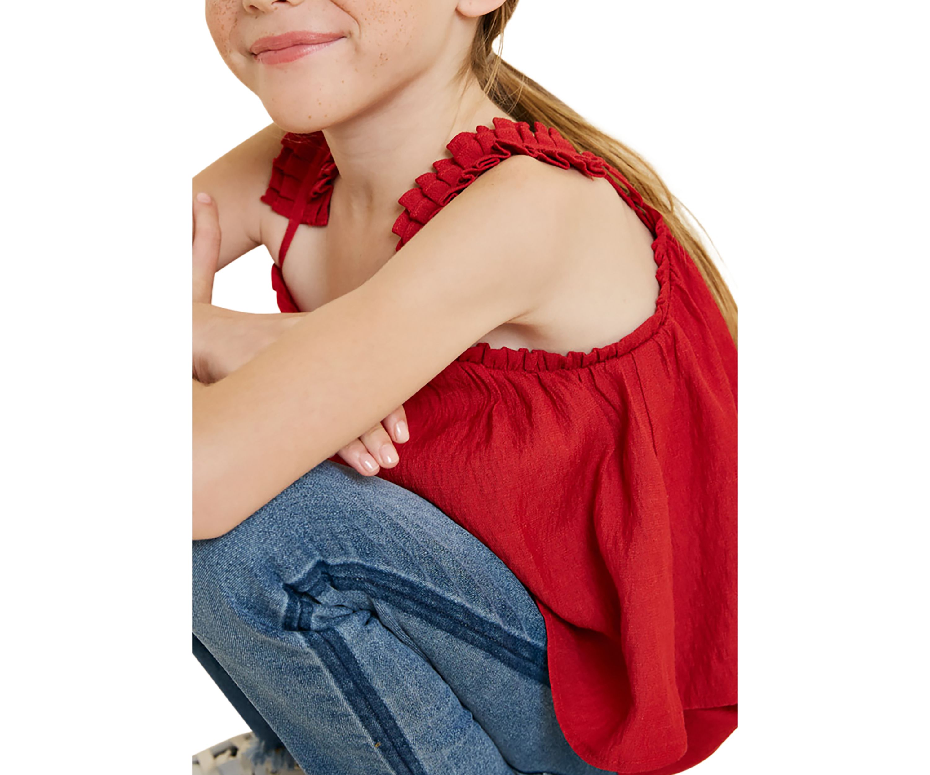 Girls 7-16 Tiered Pleated Strap Tank