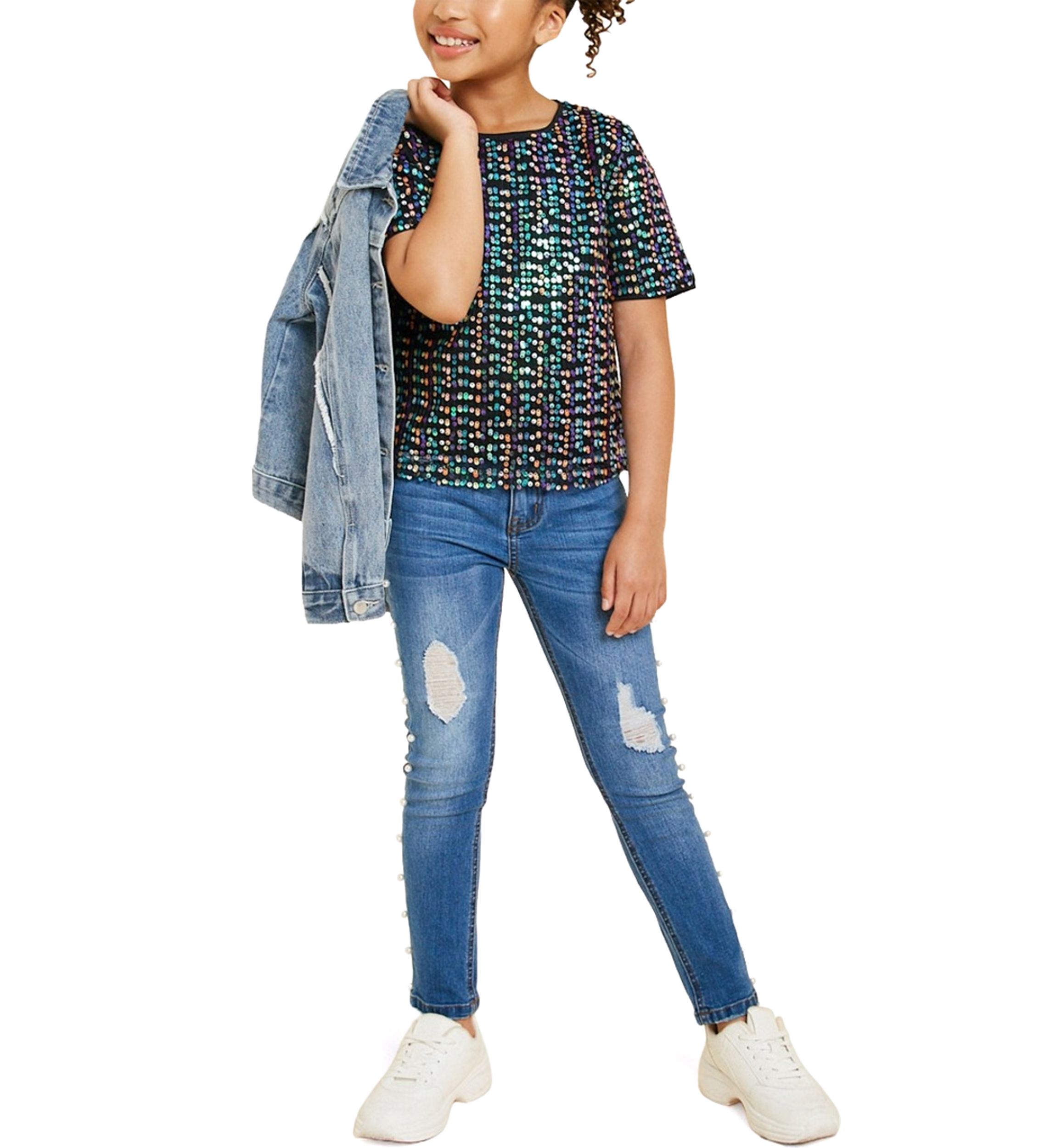 Girls 7-16 Sequin Top