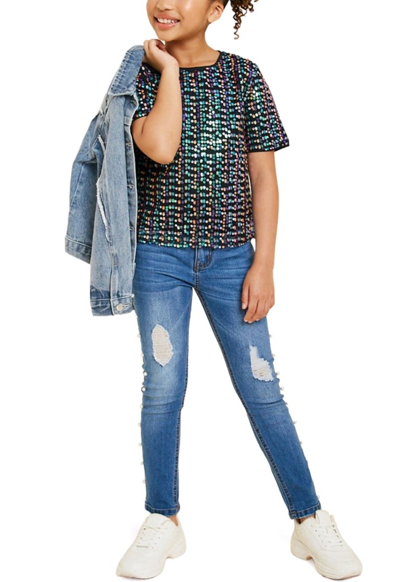 Girls 7-16 Sequin Top
