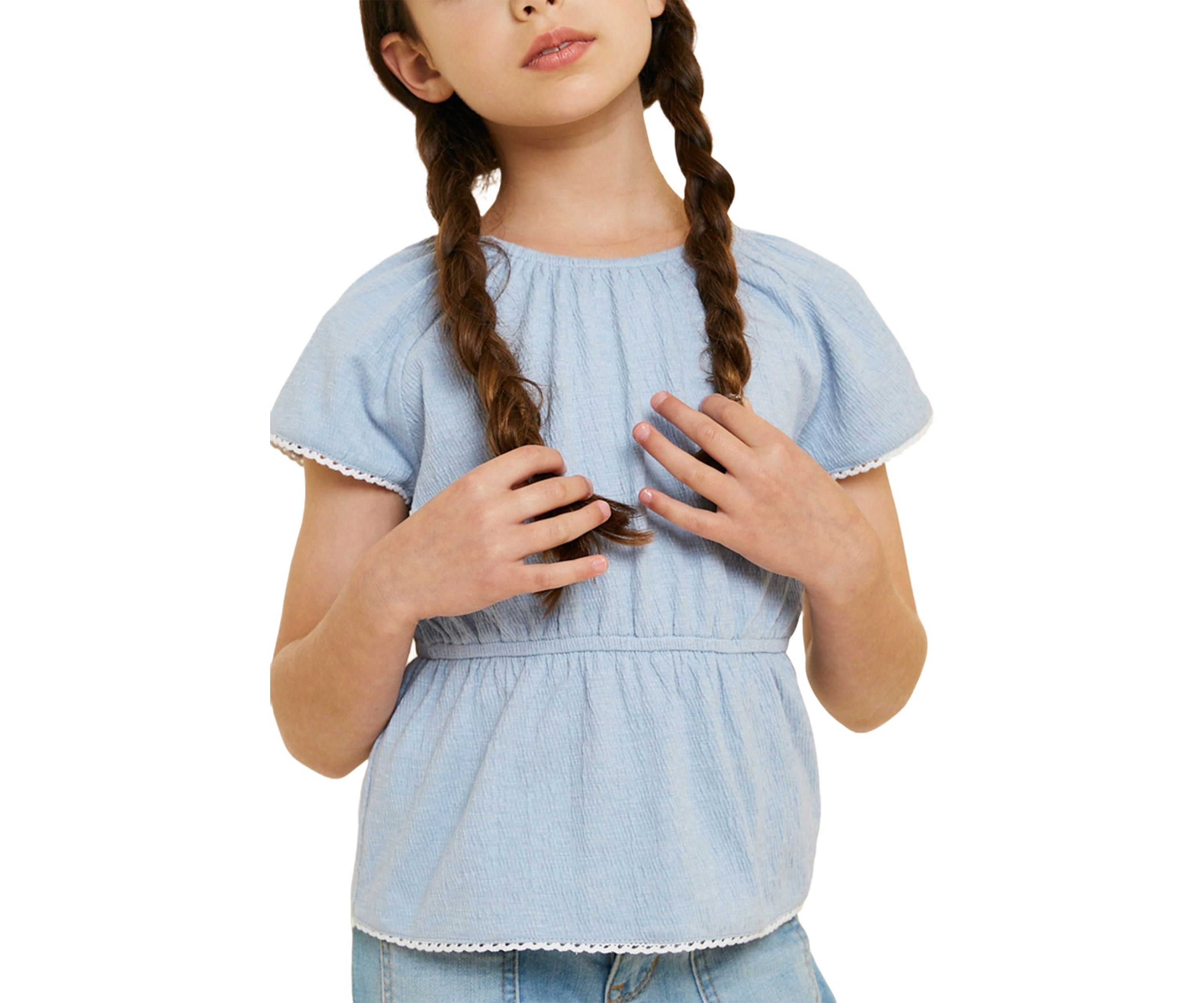 Girls 7-16 Lace Trim Peplum Top