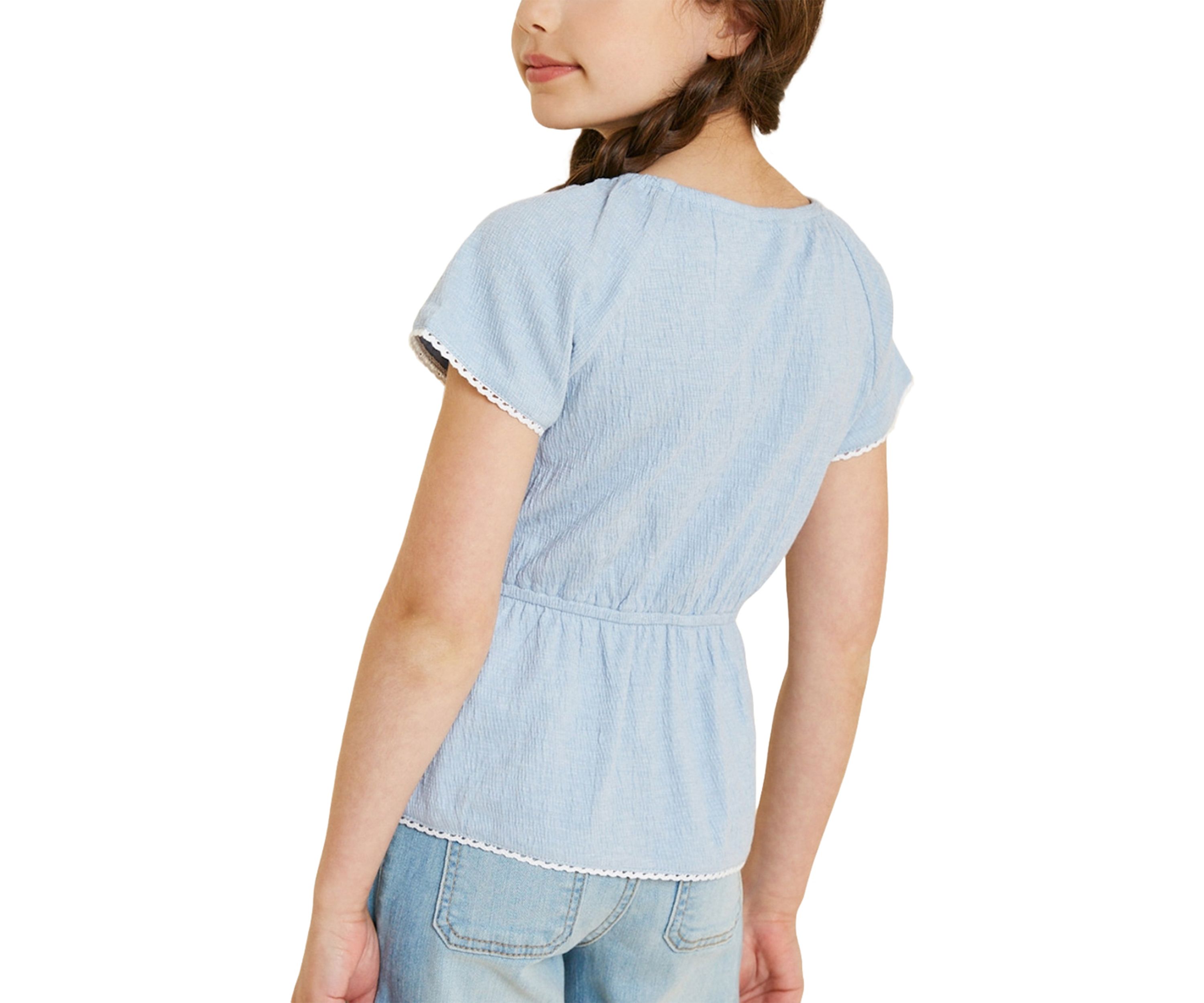 Girls 7-16 Lace Trim Peplum Top