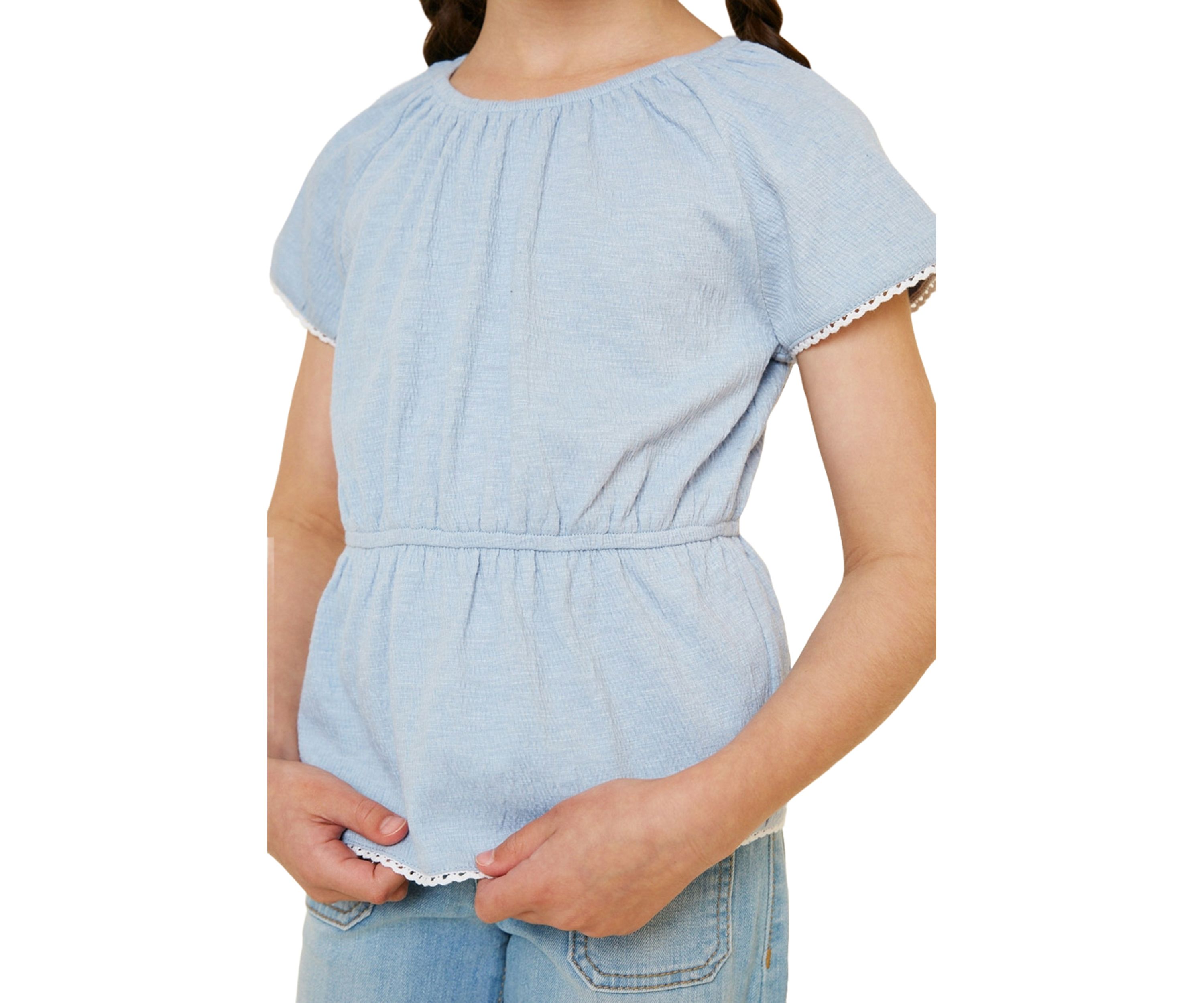 Girls 7-16 Lace Trim Peplum Top