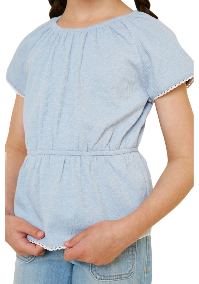 Girls 7-16 Lace Trim Peplum Top