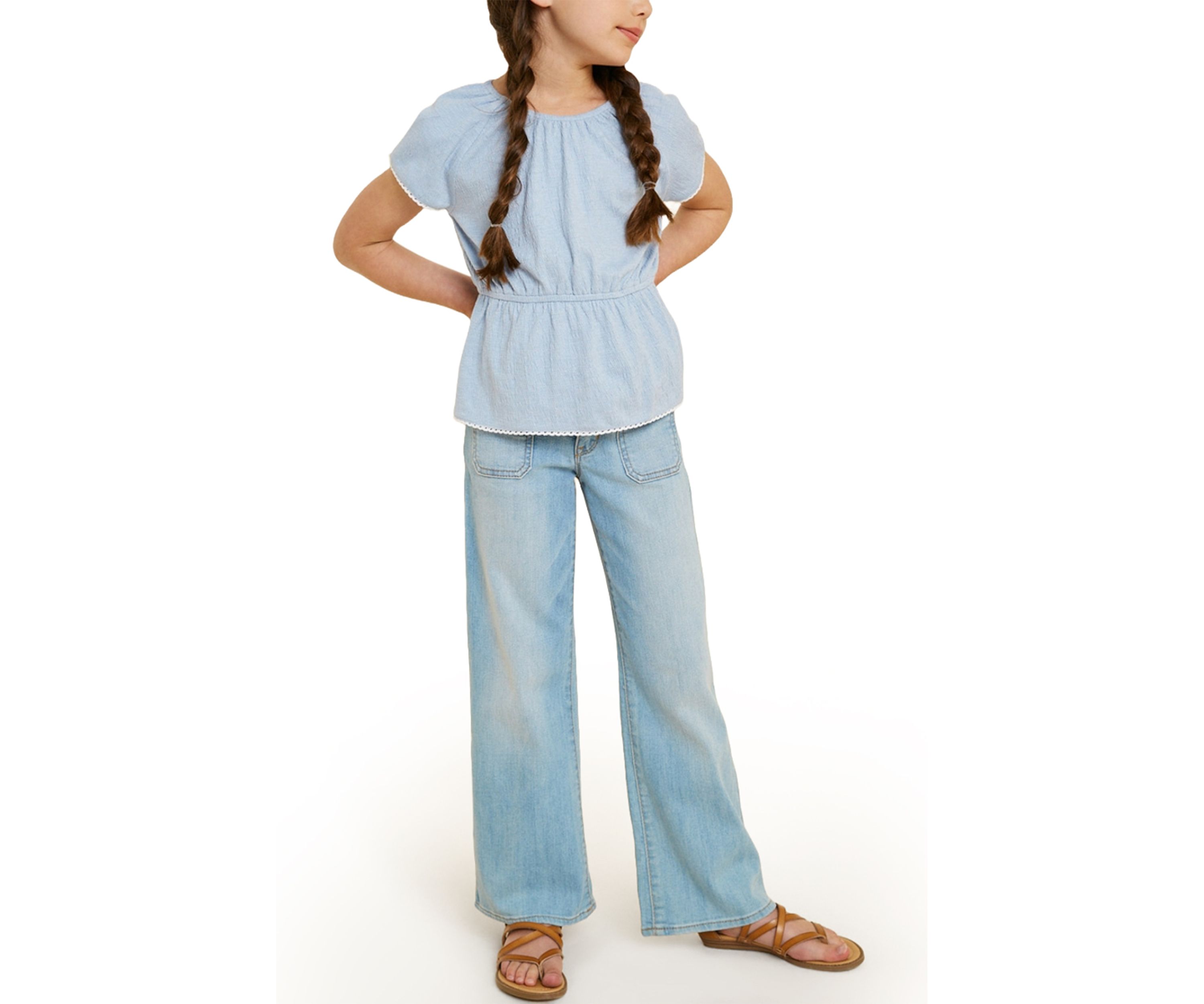 Girls 7-16 Lace Trim Peplum Top