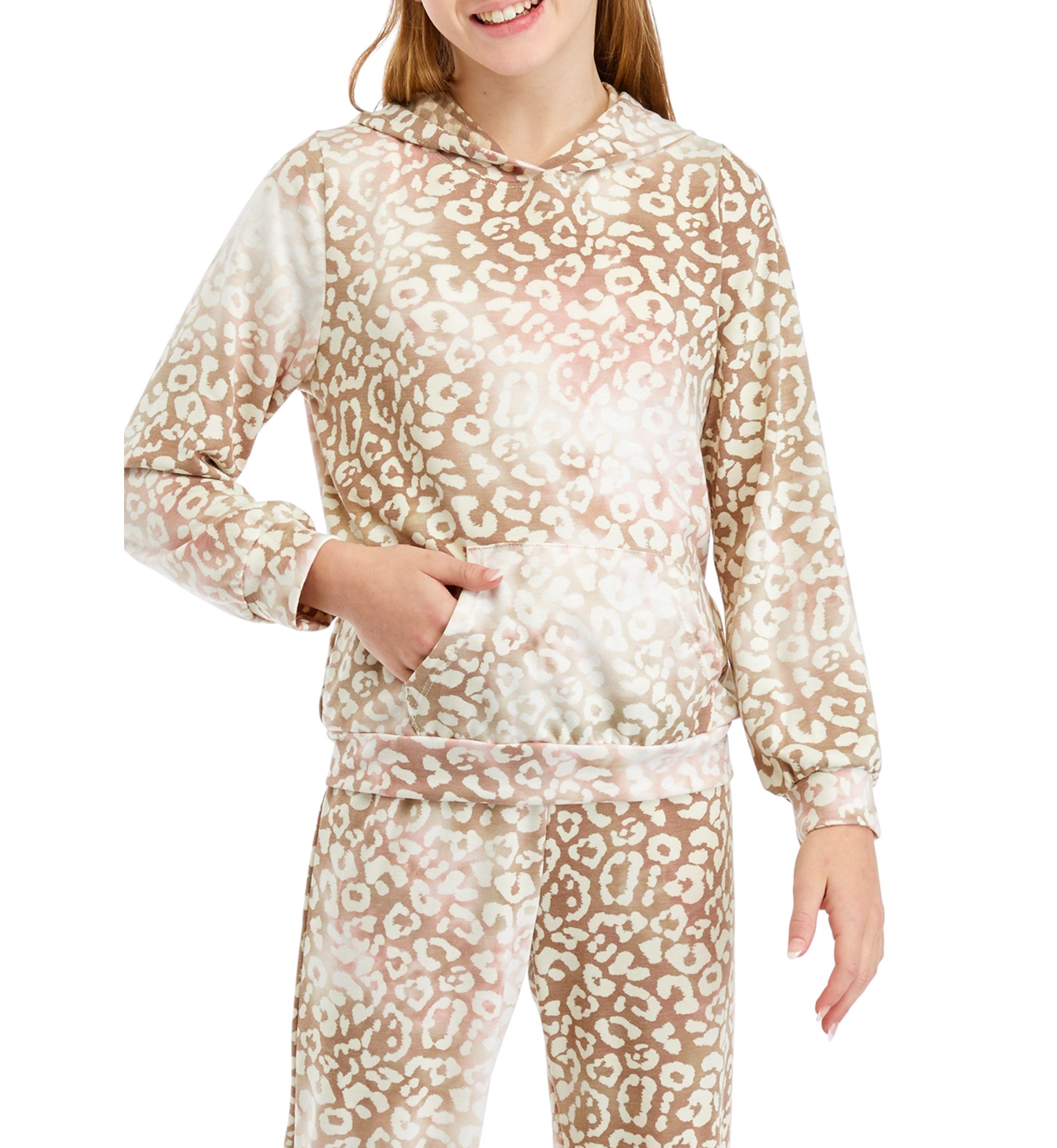 Girls 7-16 Leopard Printed Hoodie