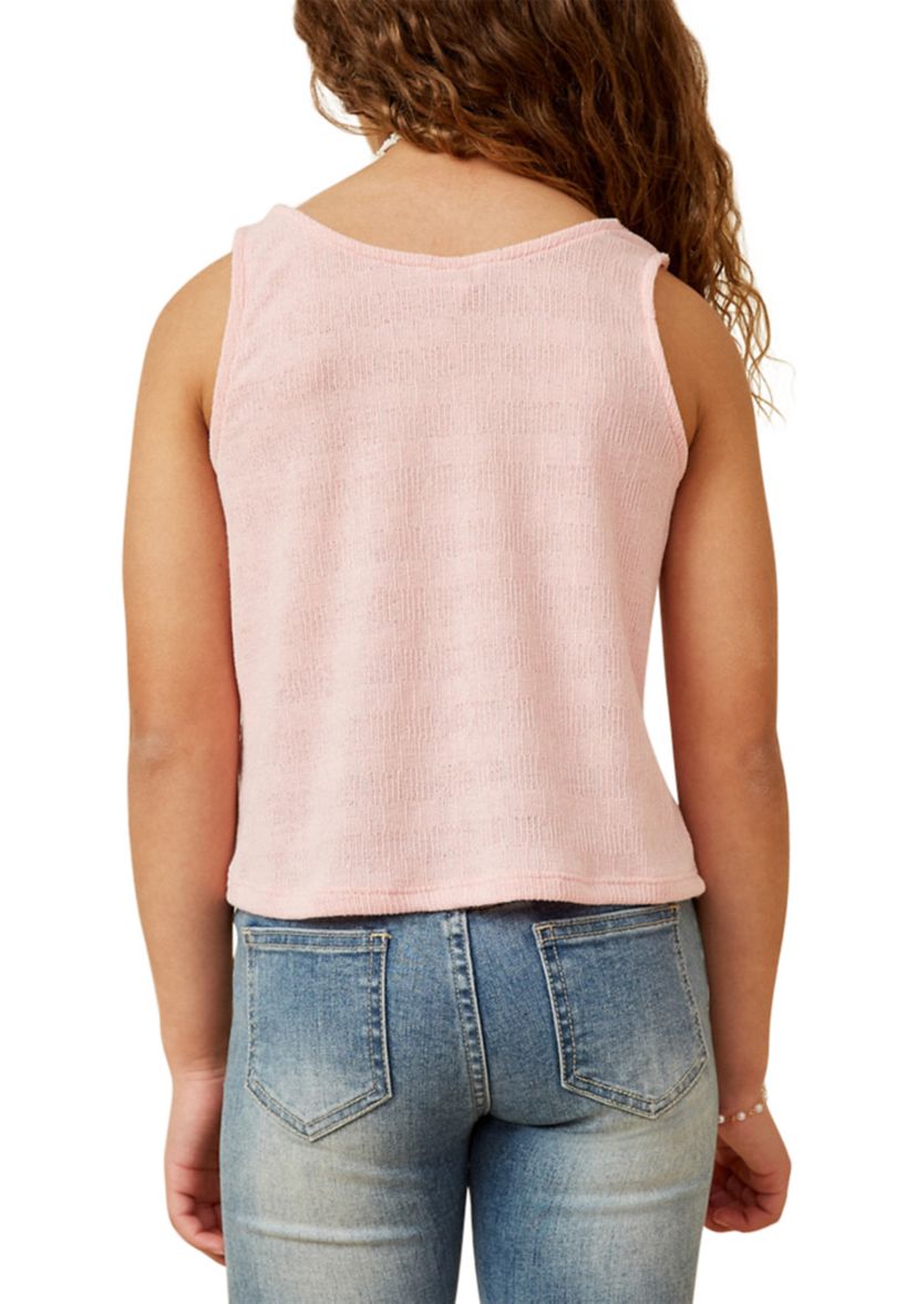 Girls 7-16 Patterned Button Detail Top 