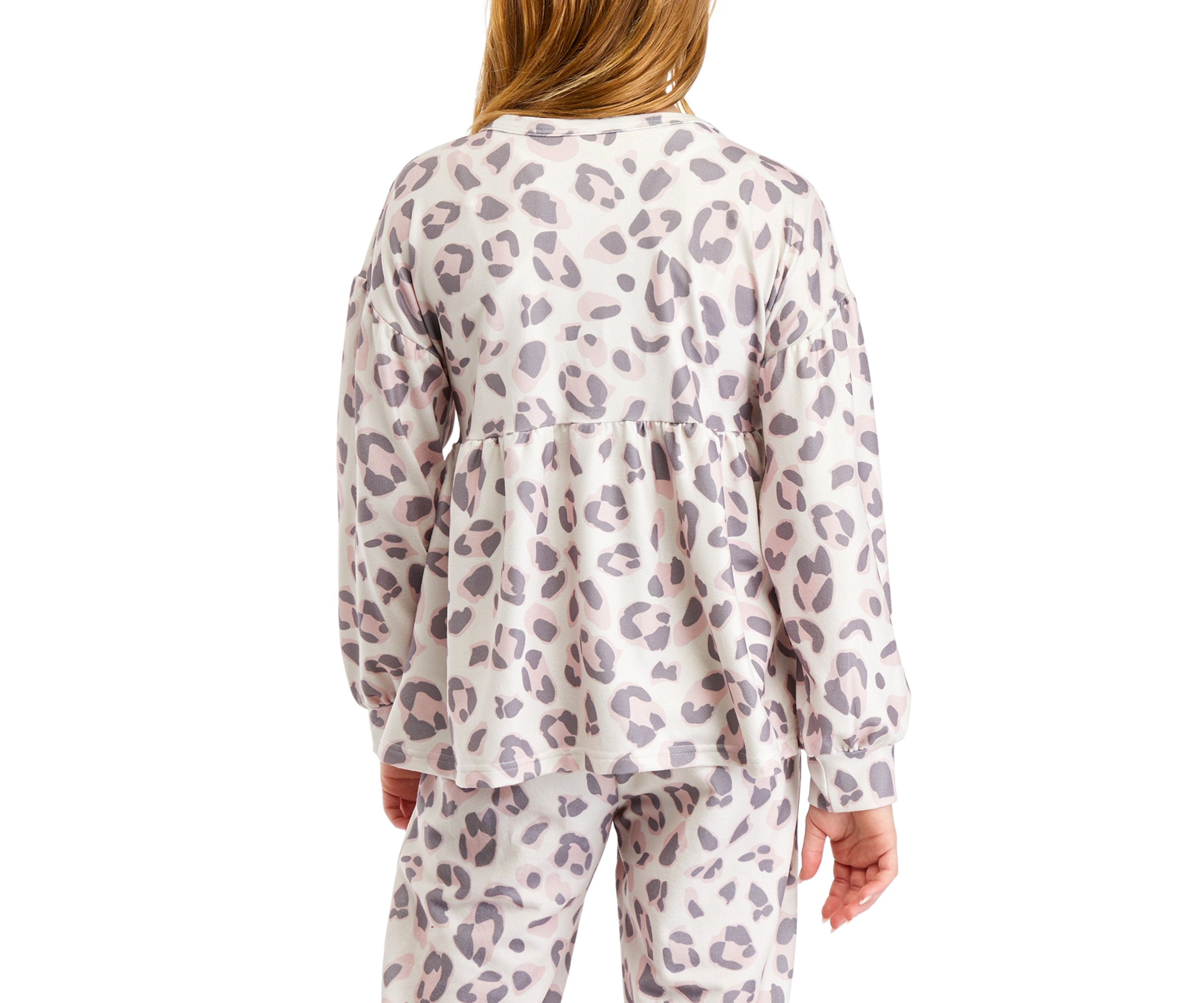 Girls 7-16 Leopard Printed Peplum Top