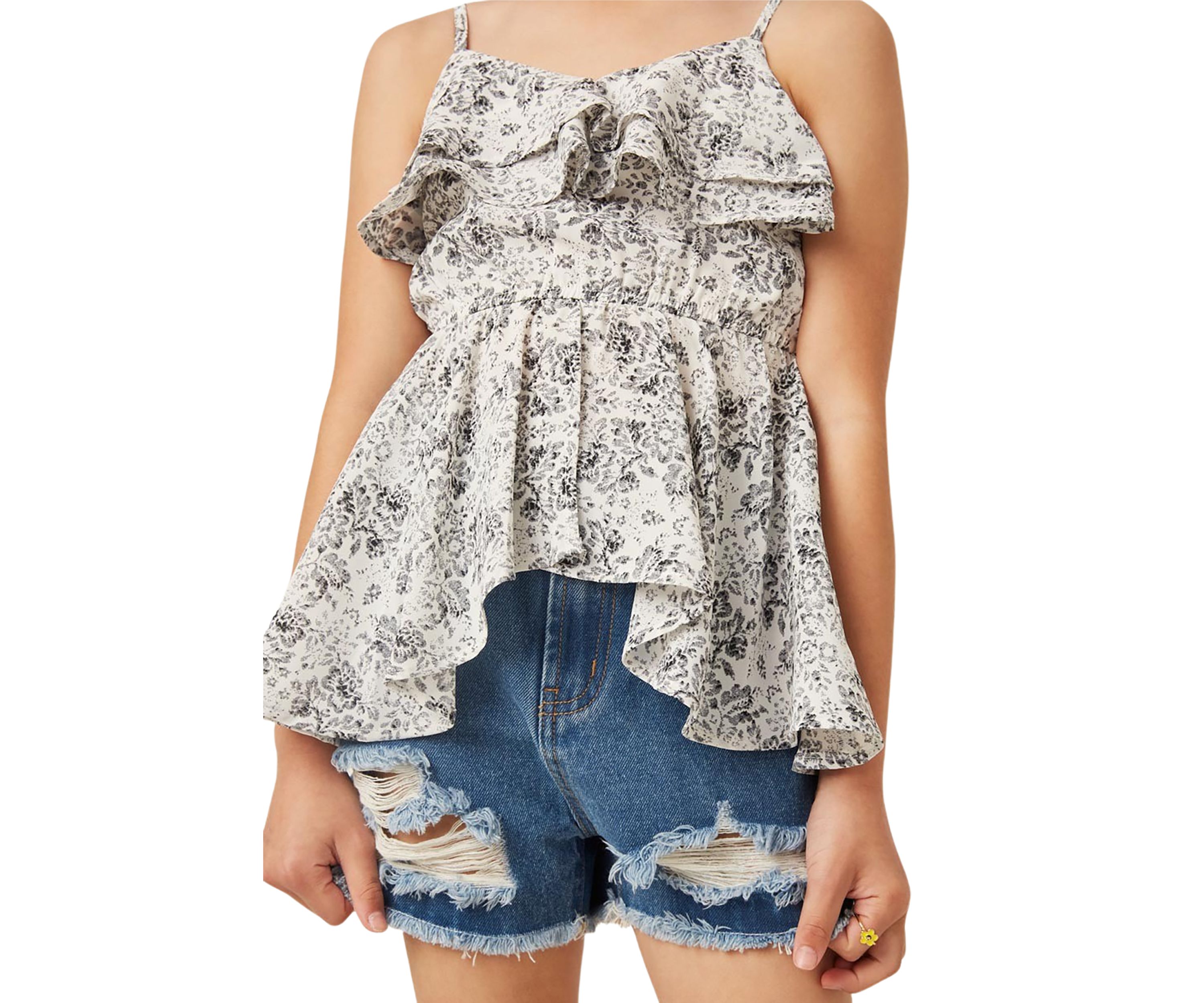 Girls 4-6x Floral Print Peplum Tank Top
