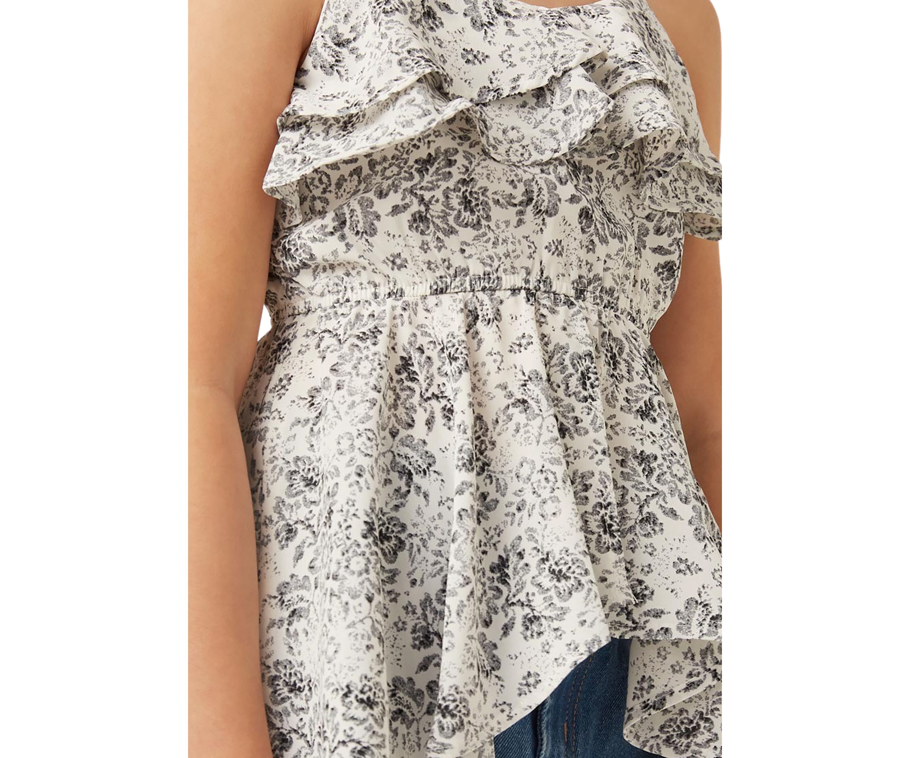 Girls 4-6x Floral Print Peplum Tank Top