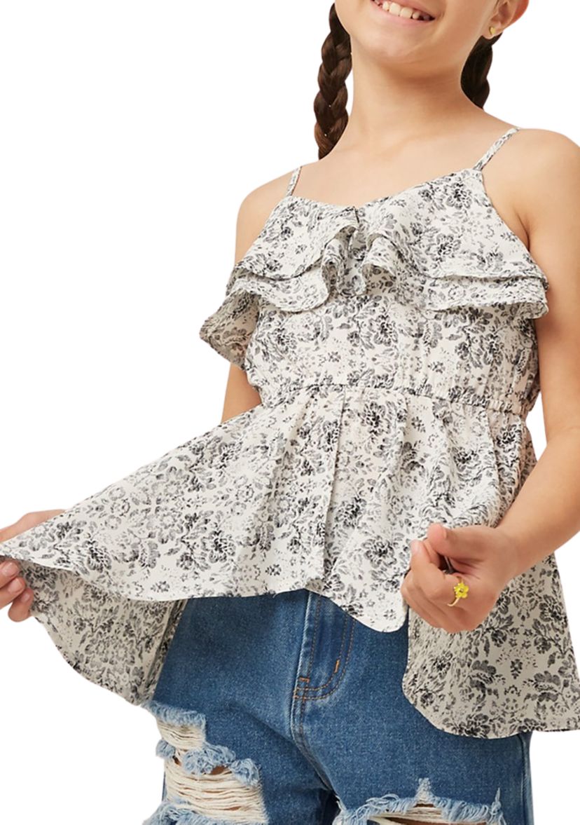 Girls 4-6x Floral Print Peplum Tank Top
